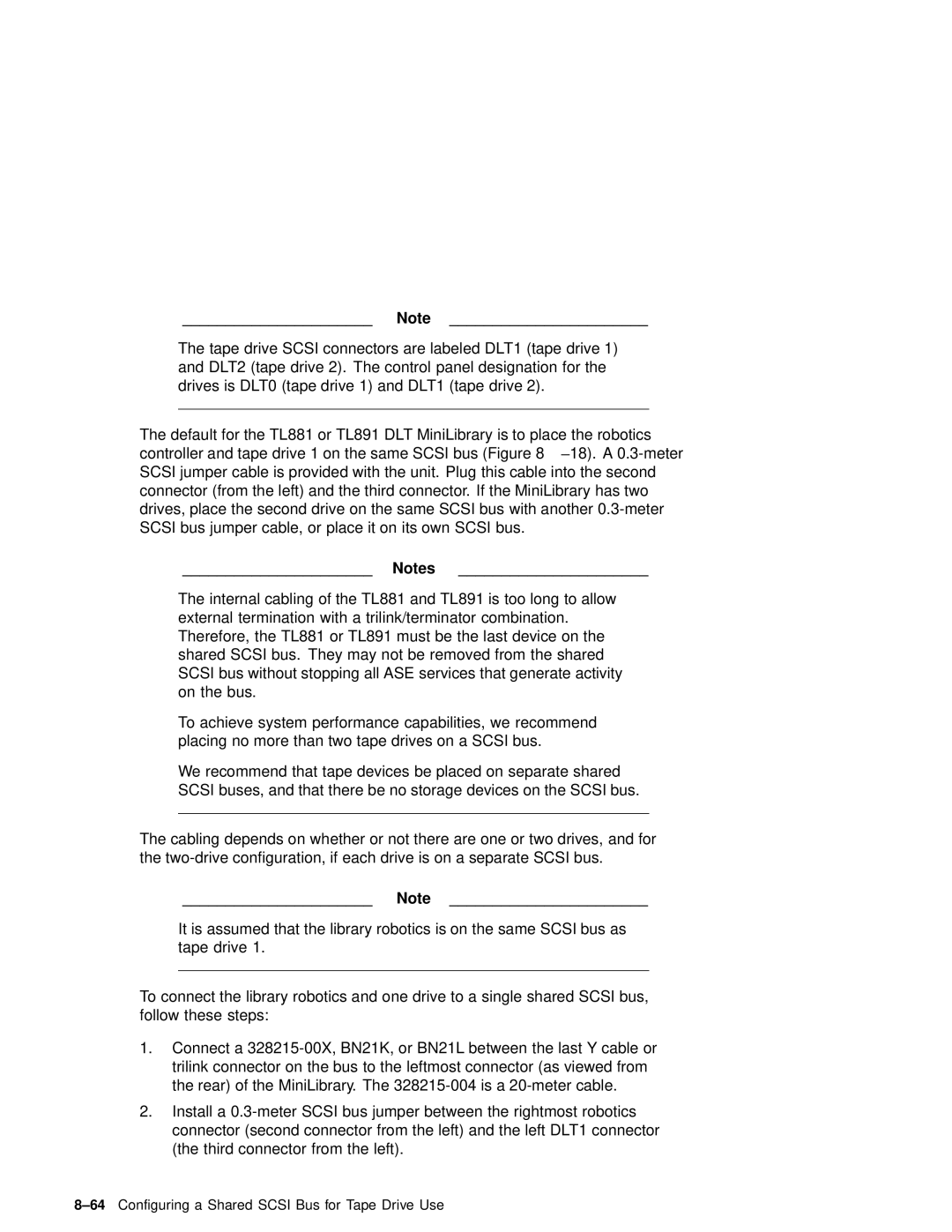 Compaq AA-RHGWC-TE manual 64Configuring a Shared Scsi Bus for Tape Drive Use 