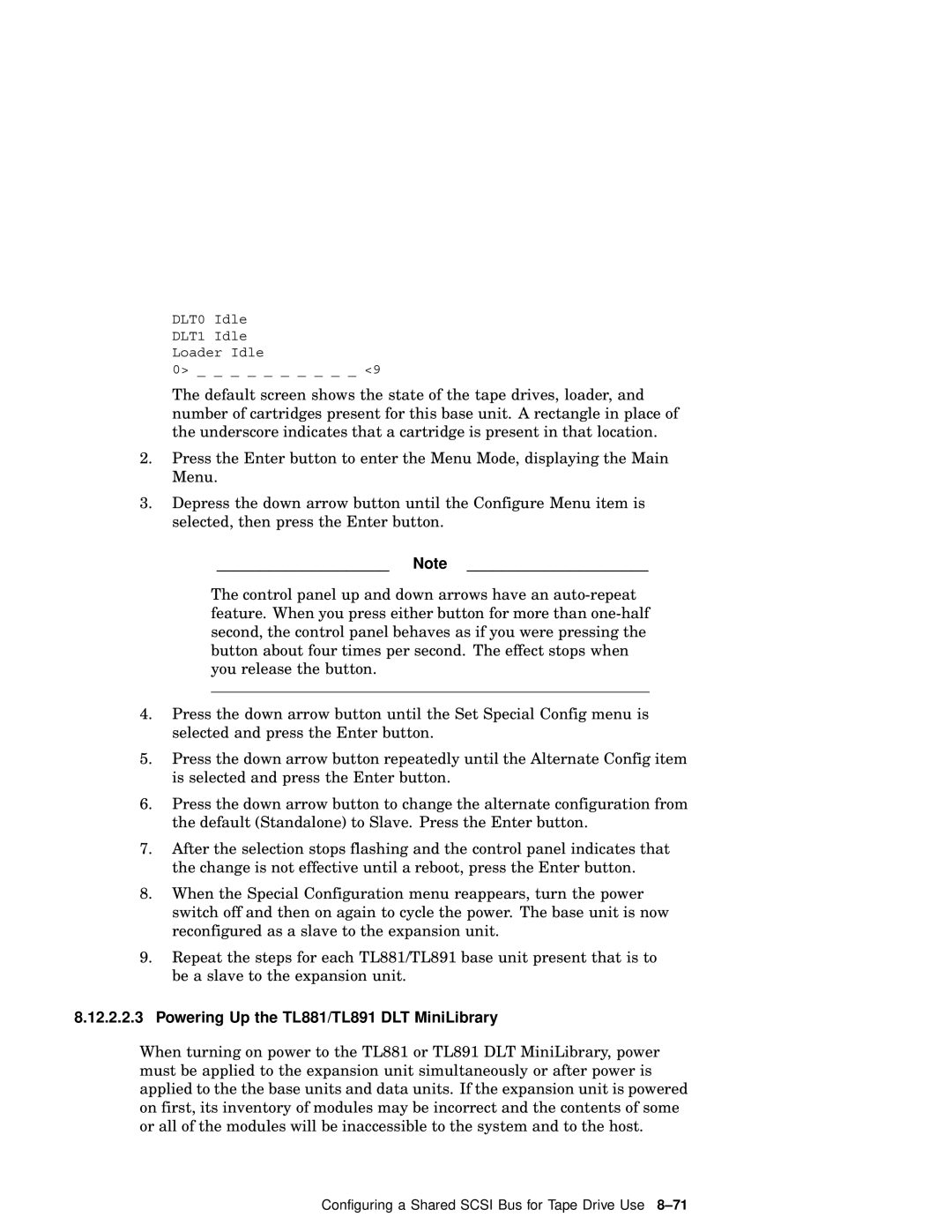 Compaq AA-RHGWC-TE manual Powering Up the TL881/TL891 DLT MiniLibrary 