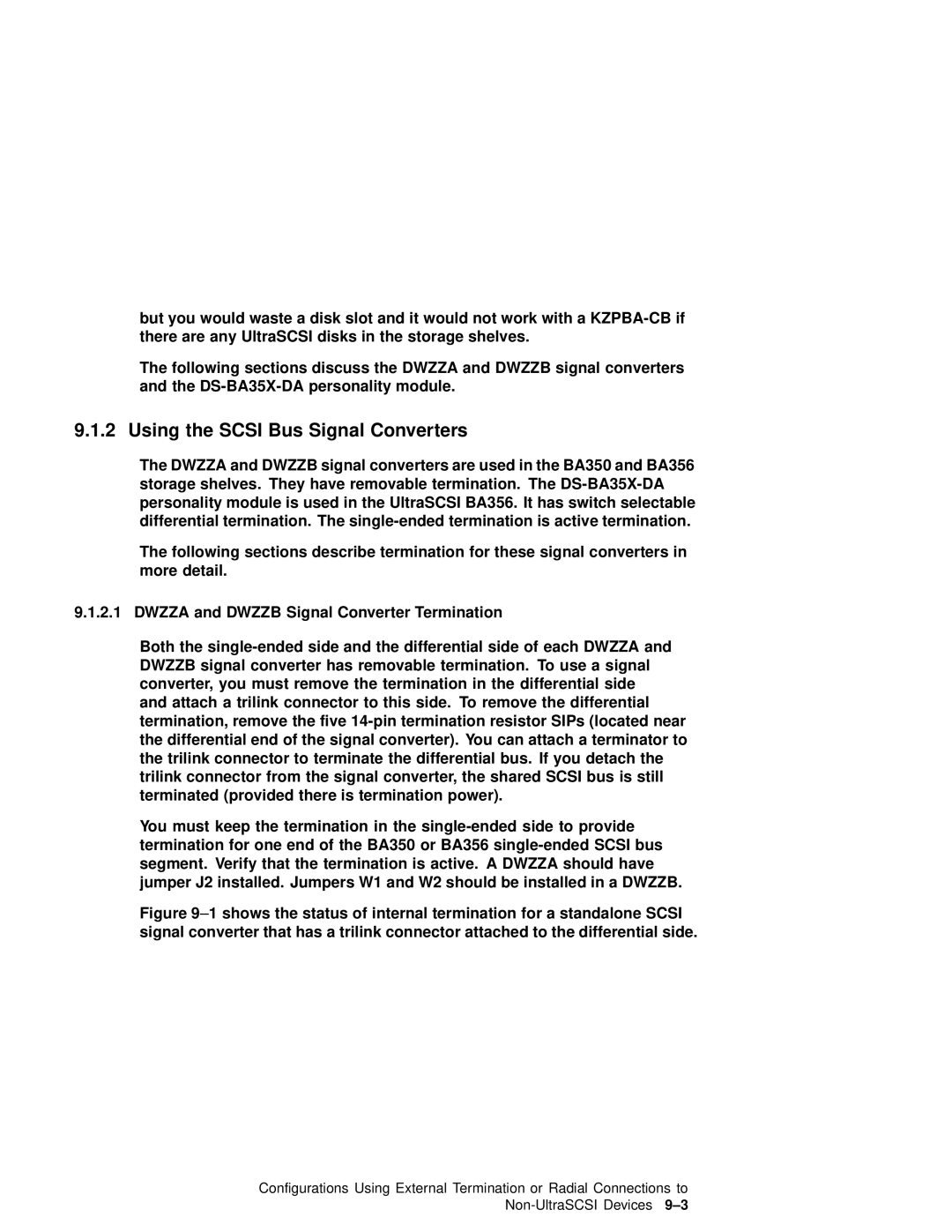 Compaq AA-RHGWC-TE manual Using the Scsi Bus Signal Converters, Dwzza and Dwzzb Signal Converter Termination 