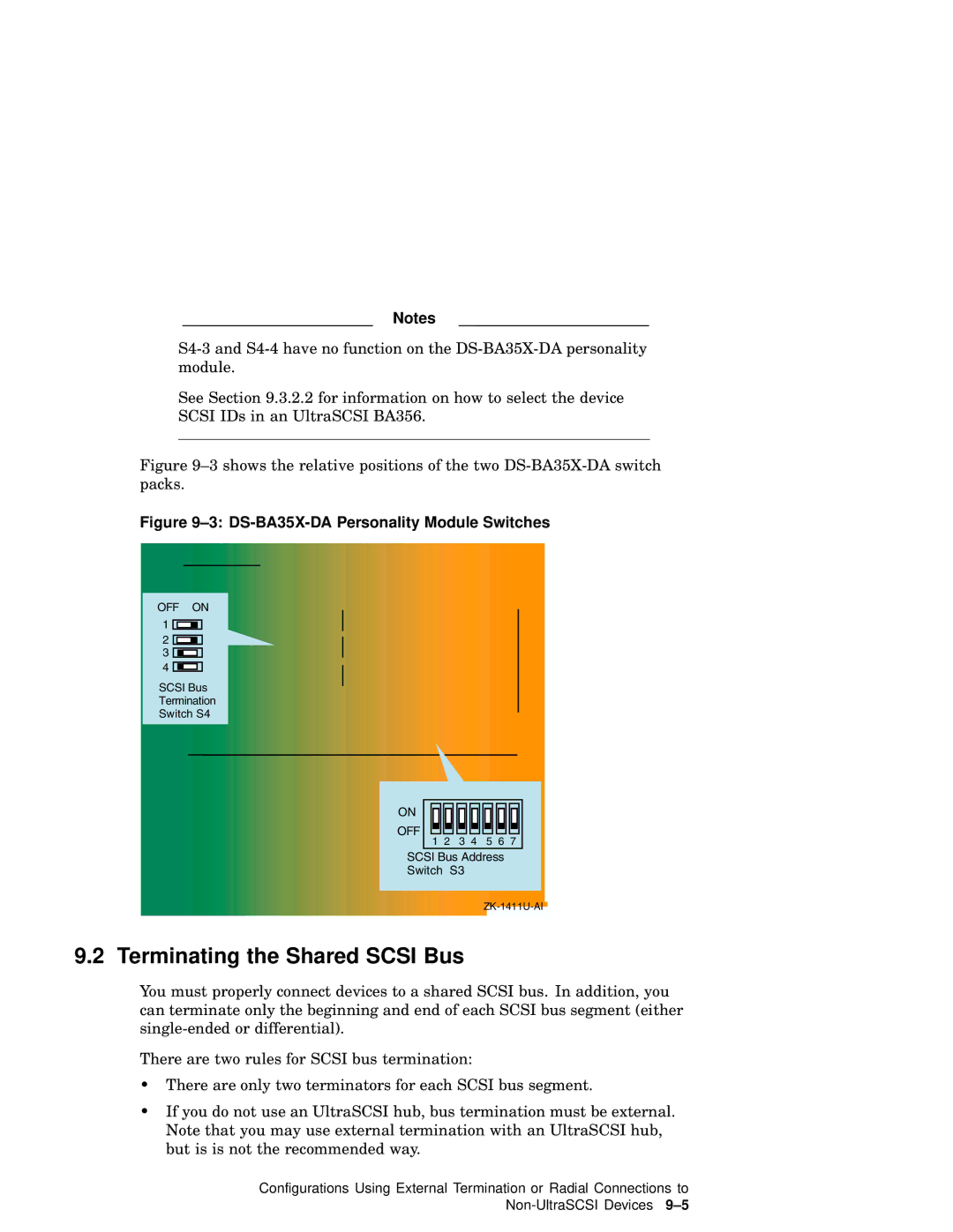 Compaq AA-RHGWC-TE manual Terminating the Shared Scsi Bus, DS-BA35X-DA Personality Module Switches 