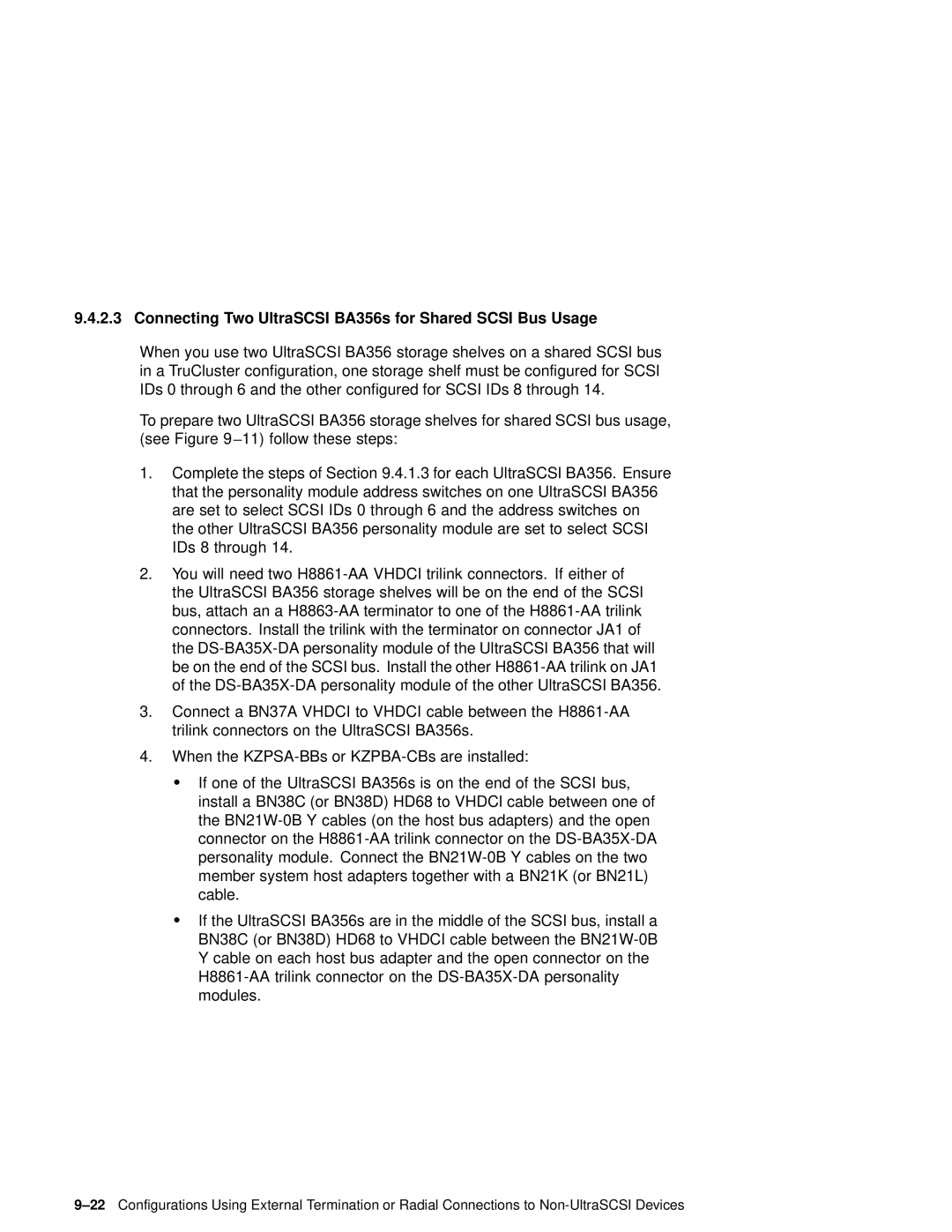 Compaq AA-RHGWC-TE manual Connecting Two UltraSCSI BA356s for Shared Scsi Bus Usage 