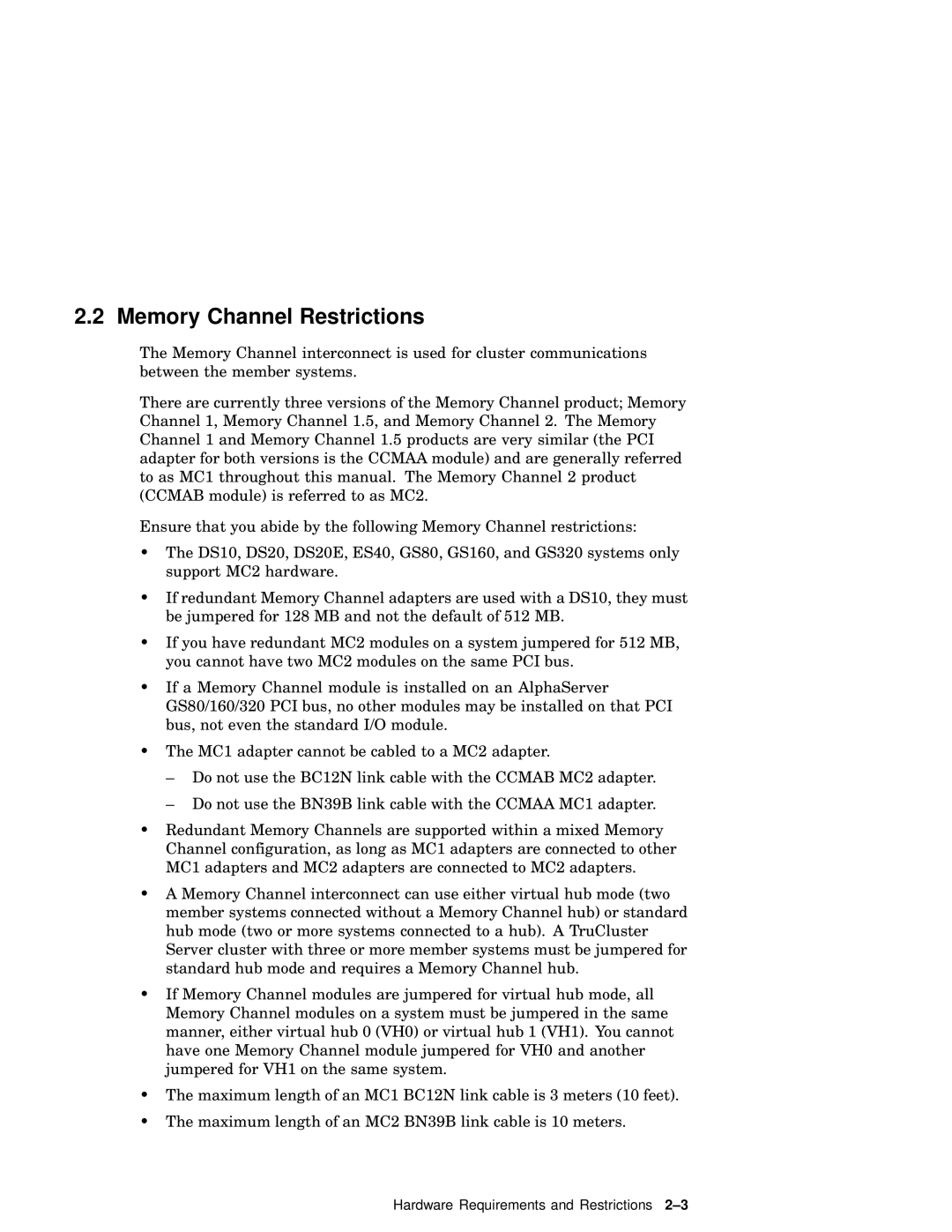 Compaq AA-RHGWC-TE manual Memory Channel Restrictions 