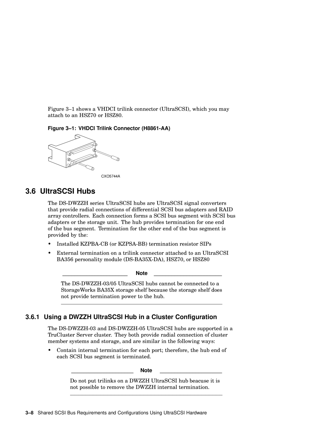 Compaq AA-RHGWC-TE manual UltraSCSI Hubs, Using a Dwzzh UltraSCSI Hub in a Cluster Configuration 