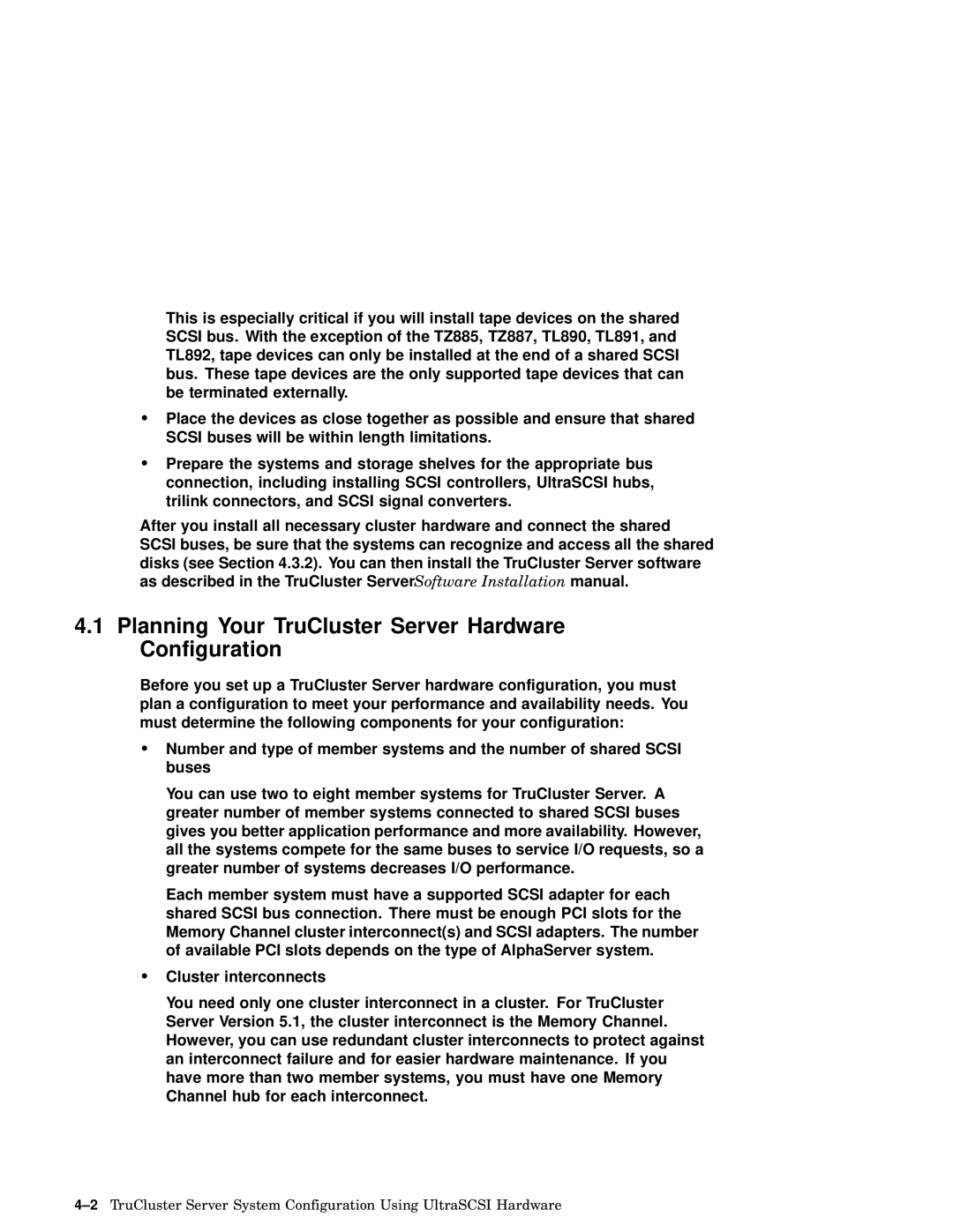 Compaq AA-RHGWC-TE manual Planning Your TruCluster Server Hardware Configuration 