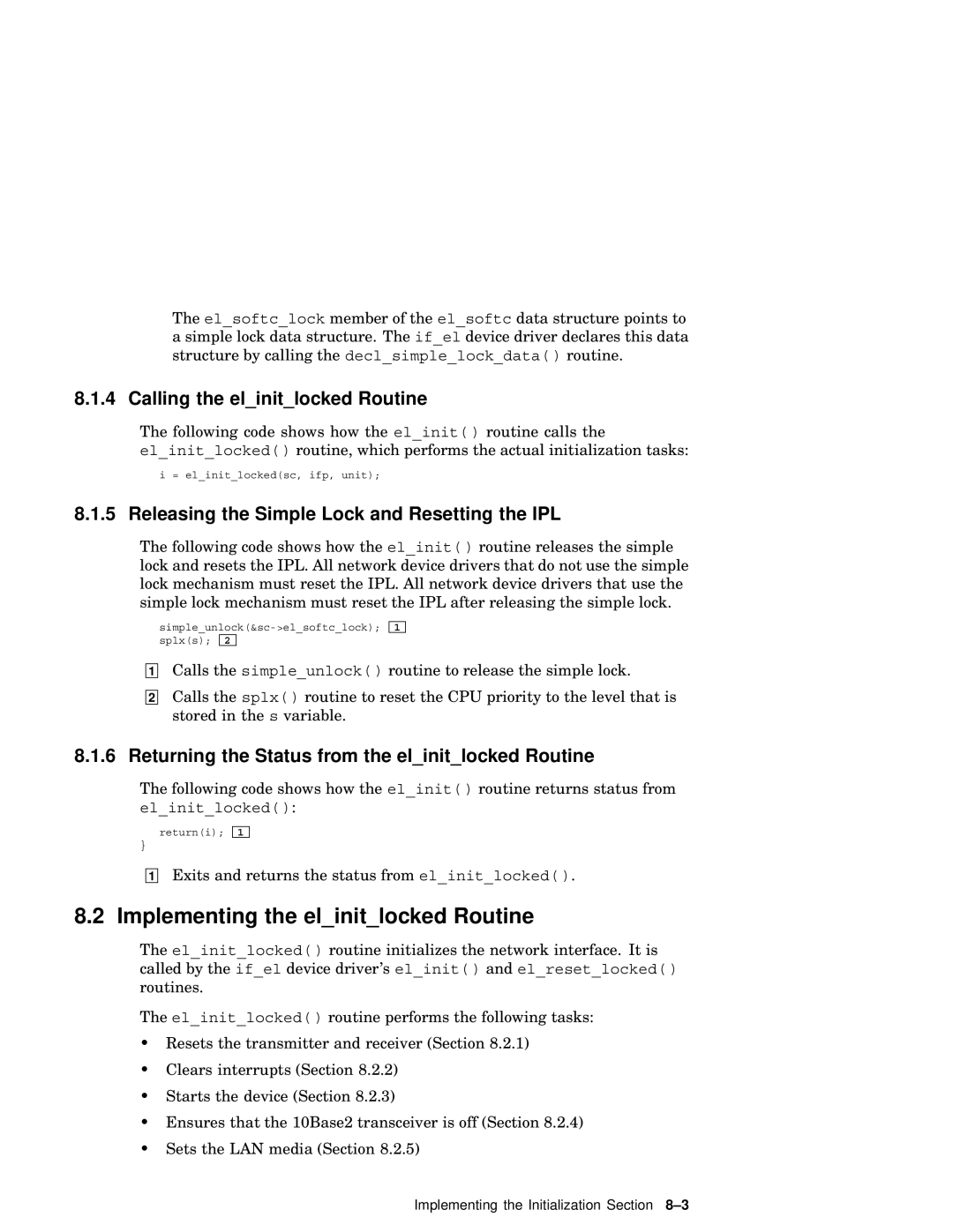 Compaq AA-RNG2A-TE manual Implementing the elinitlocked Routine, Calling the elinitlocked Routine 