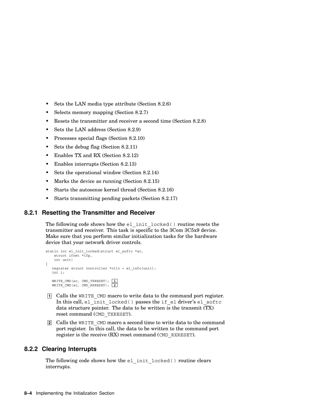 Compaq AA-RNG2A-TE manual Resetting the Transmitter and Receiver, Clearing Interrupts 