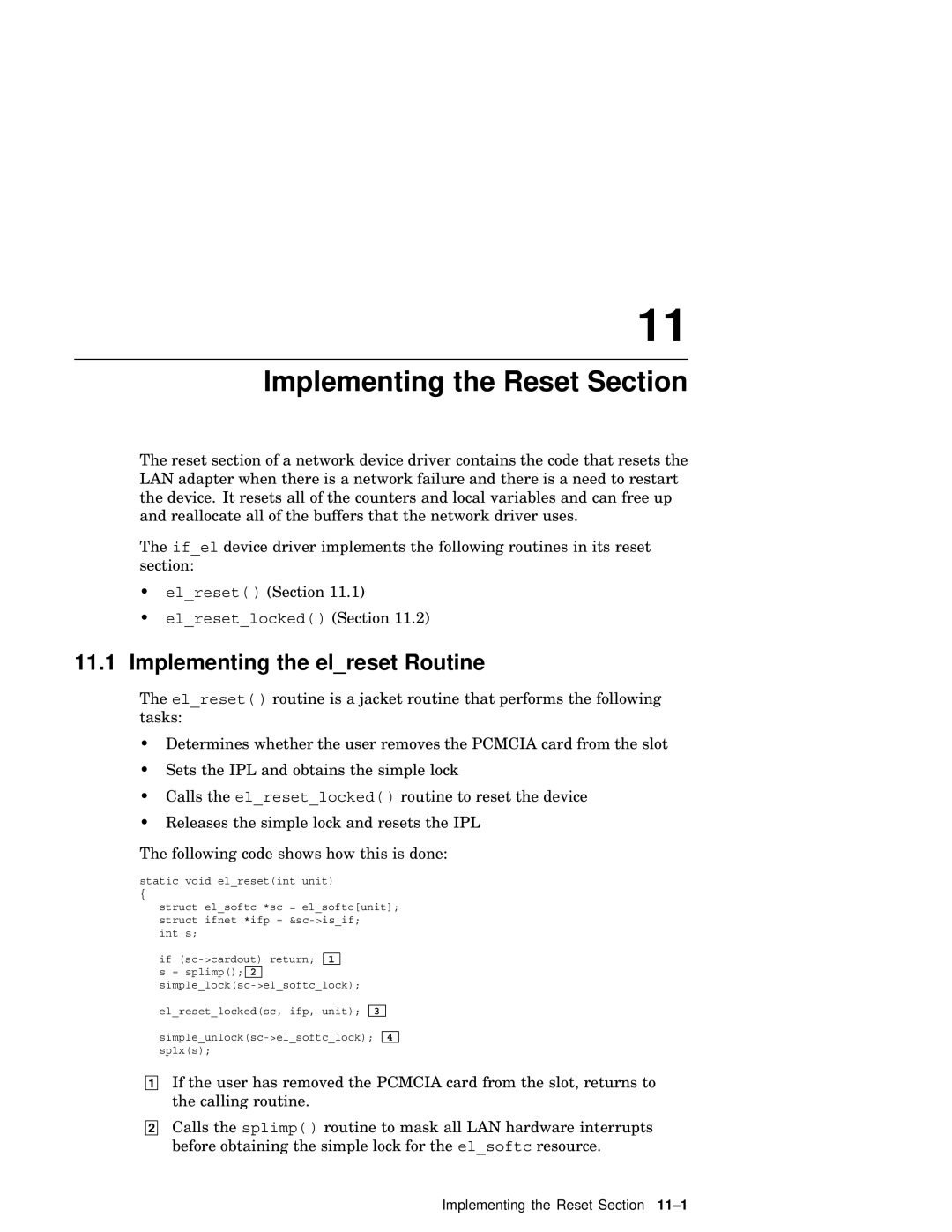 Compaq AA-RNG2A-TE manual Implementing the Reset Section, Implementing the elreset Routine 