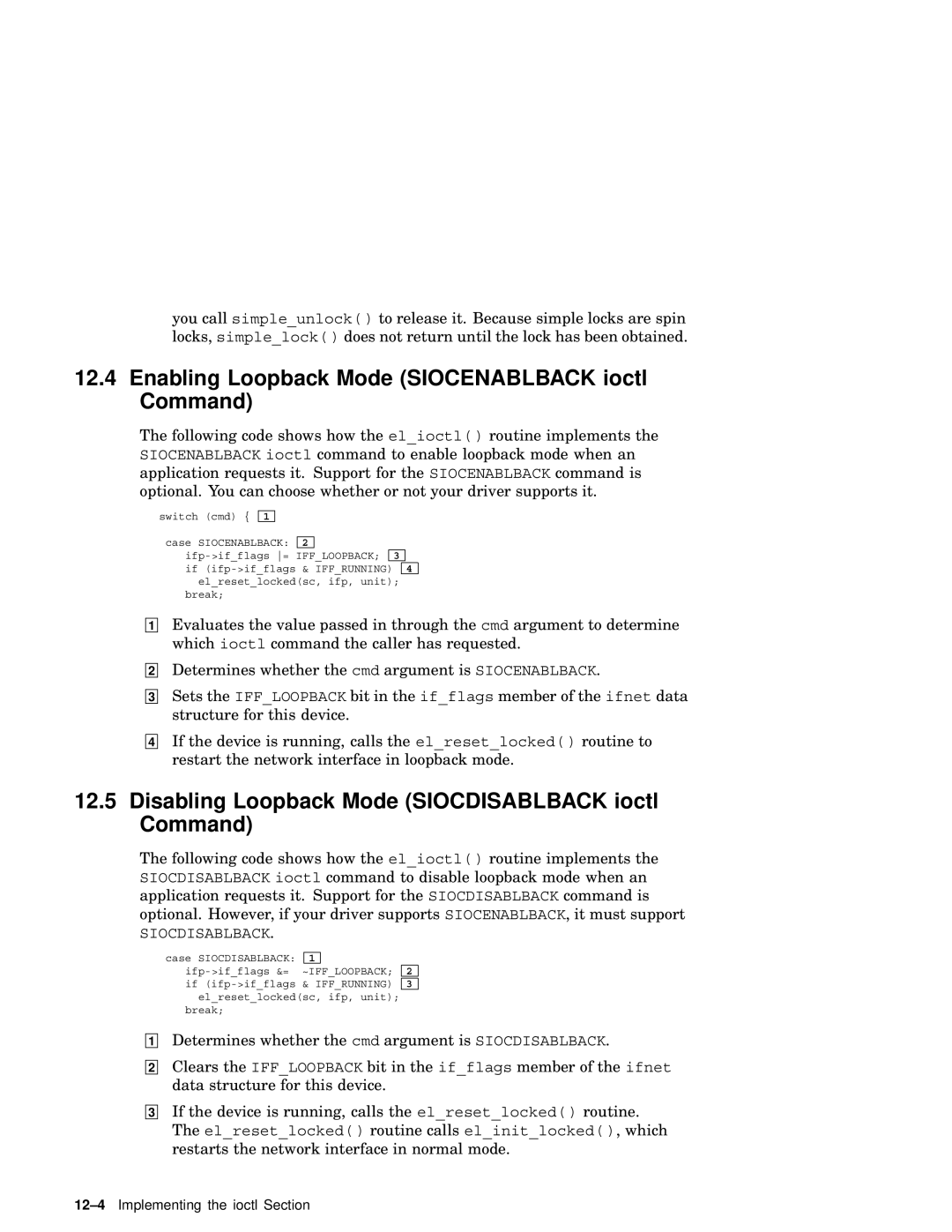 Compaq AA-RNG2A-TE manual Enabling Loopback Mode Siocenablback ioctl Command 