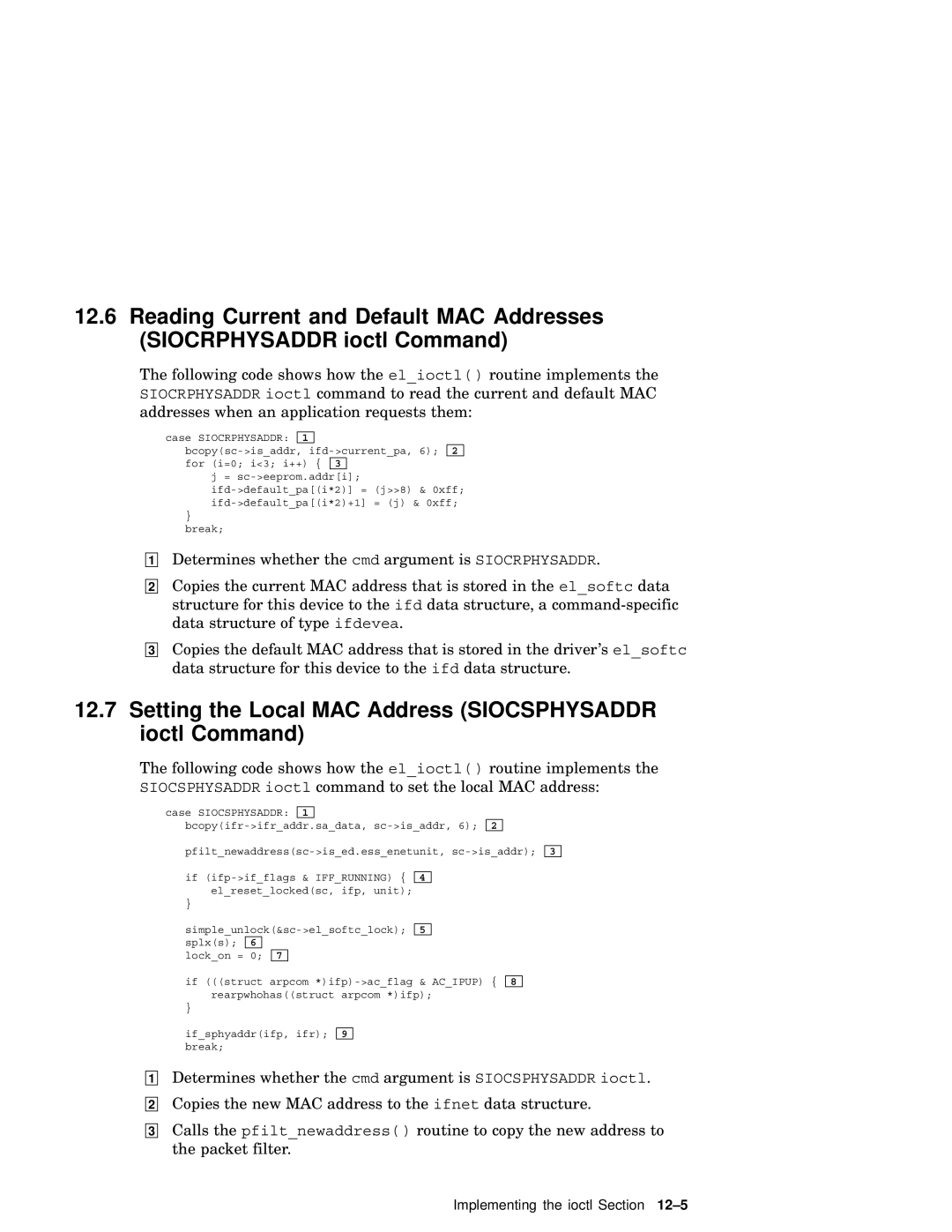 Compaq AA-RNG2A-TE manual Setting the Local MAC Address Siocsphysaddr ioctl Command 