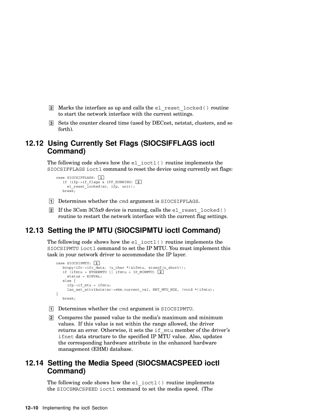 Compaq AA-RNG2A-TE manual Using Currently Set Flags Siocsifflags ioctl Command, Setting the IP MTU Siocsipmtu ioctl Command 