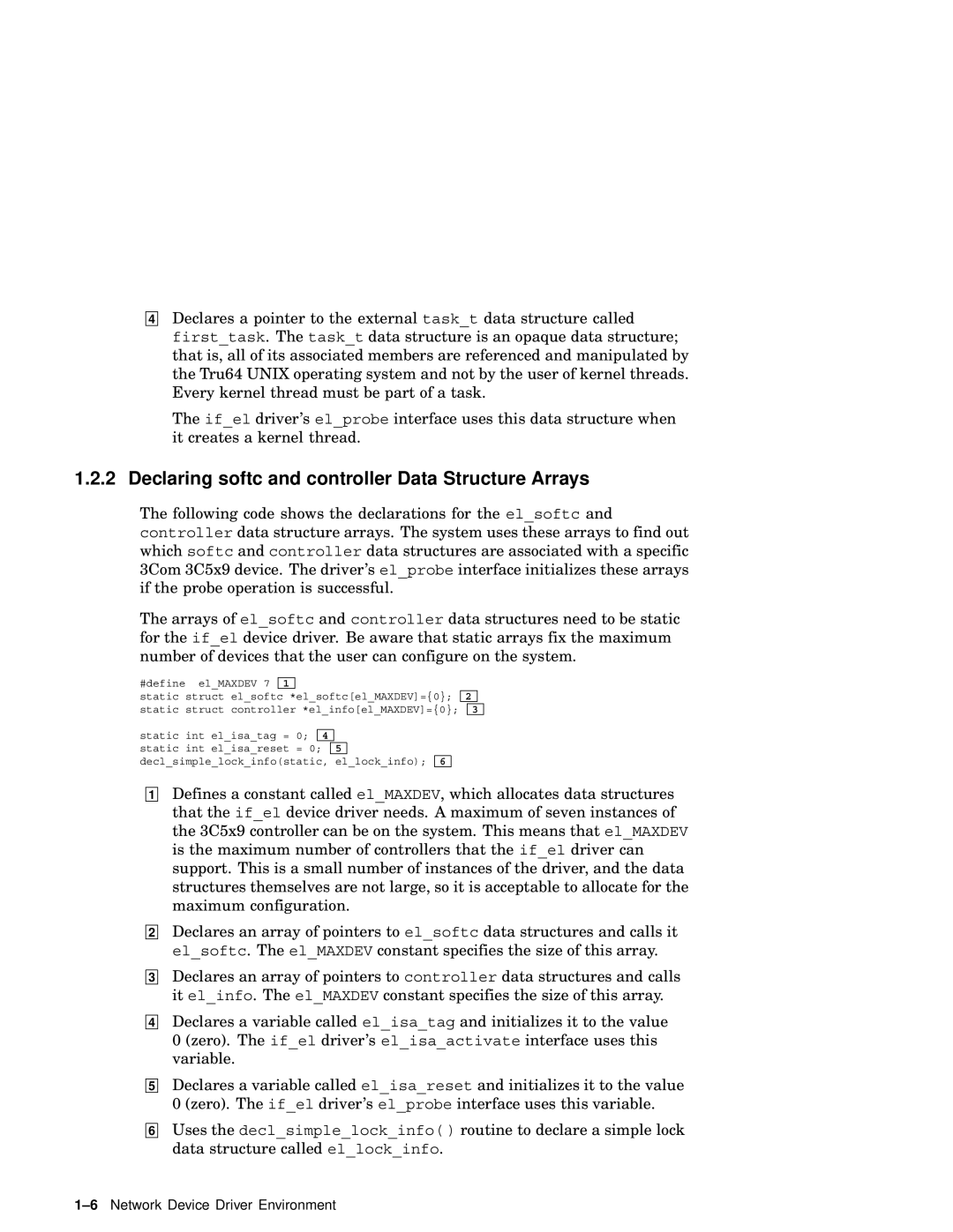 Compaq AA-RNG2A-TE manual Declaring softc and controller Data Structure Arrays 