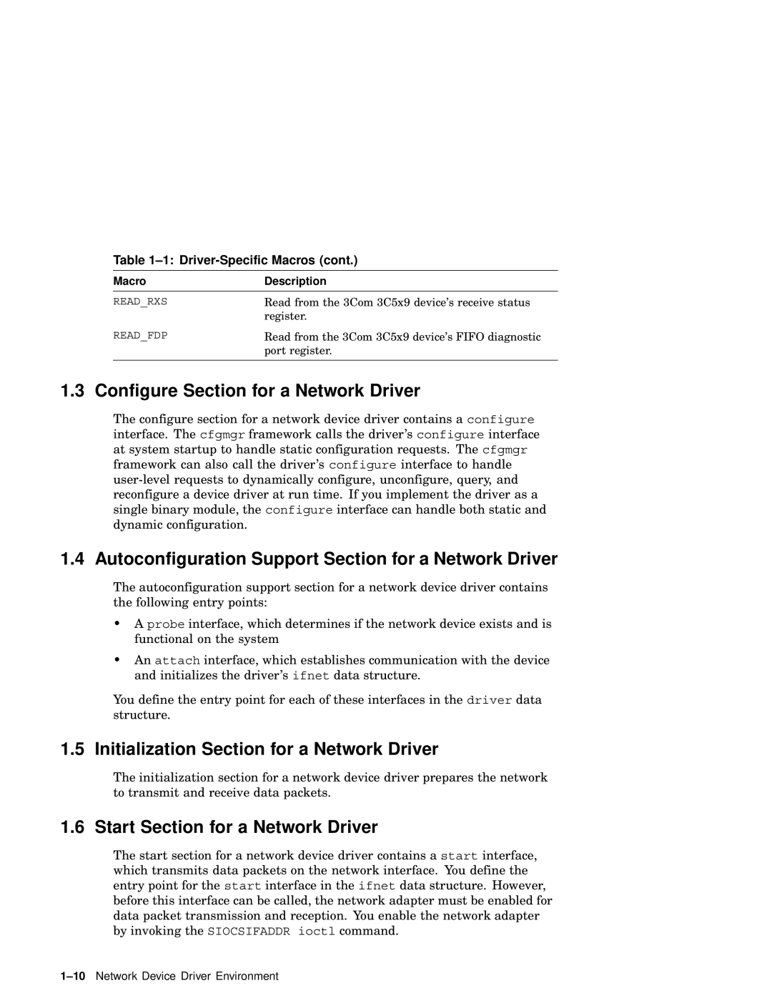 Compaq AA-RNG2A-TE manual Configure Section for a Network Driver, Autoconfiguration Support Section for a Network Driver 