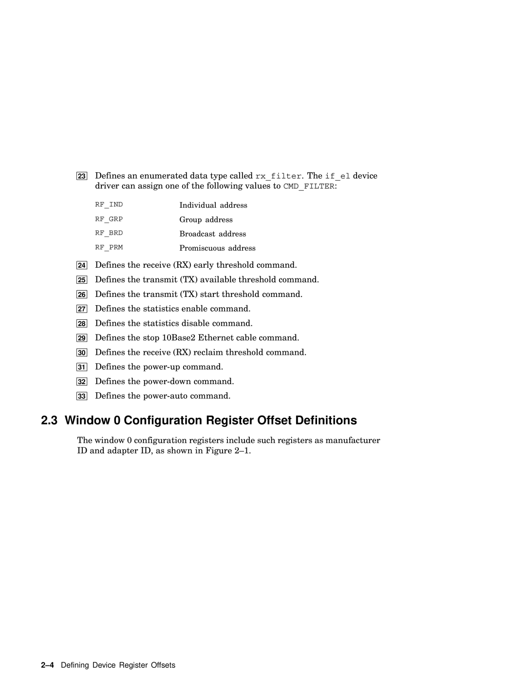 Compaq AA-RNG2A-TE manual Window 0 Configuration Register Offset Definitions 