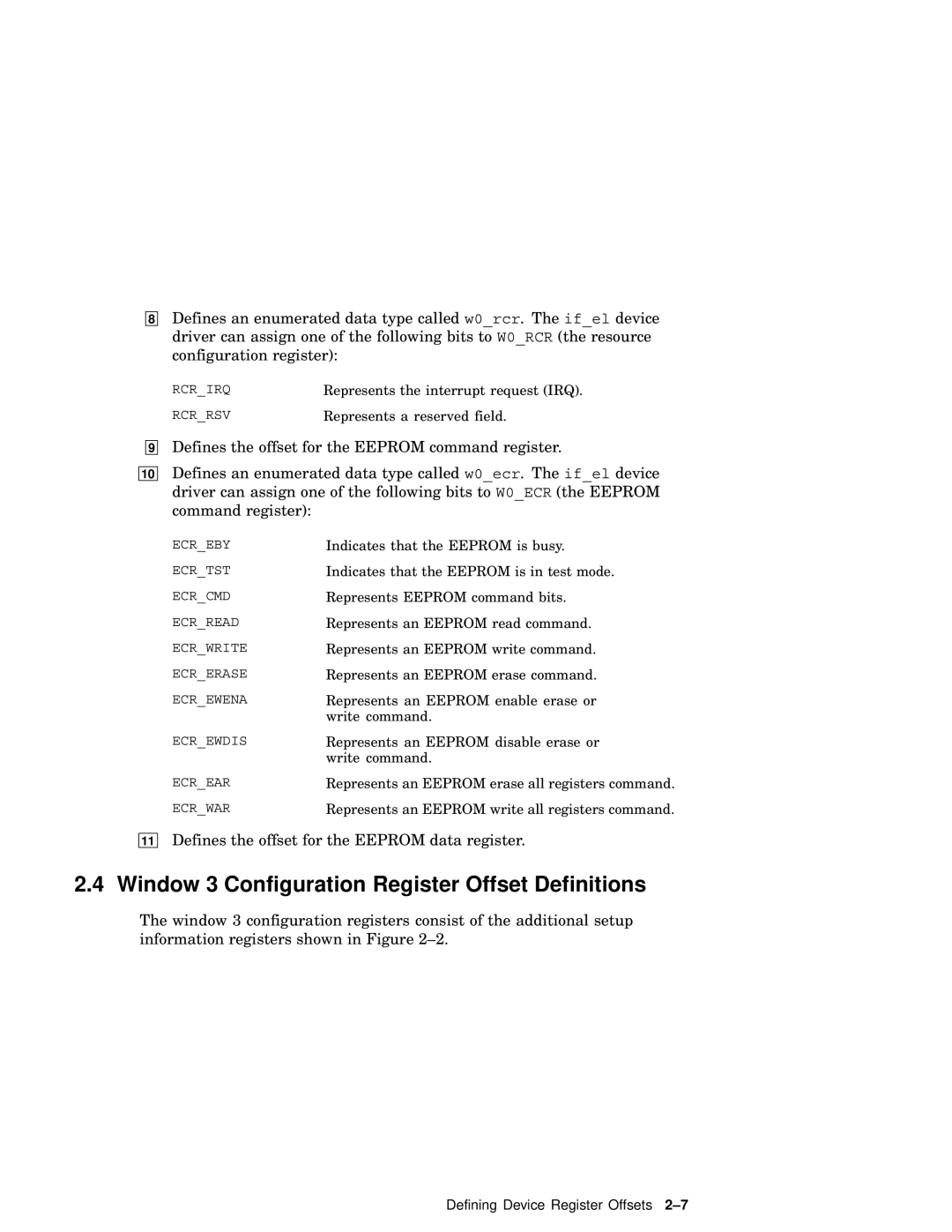 Compaq AA-RNG2A-TE manual Window 3 Configuration Register Offset Definitions 