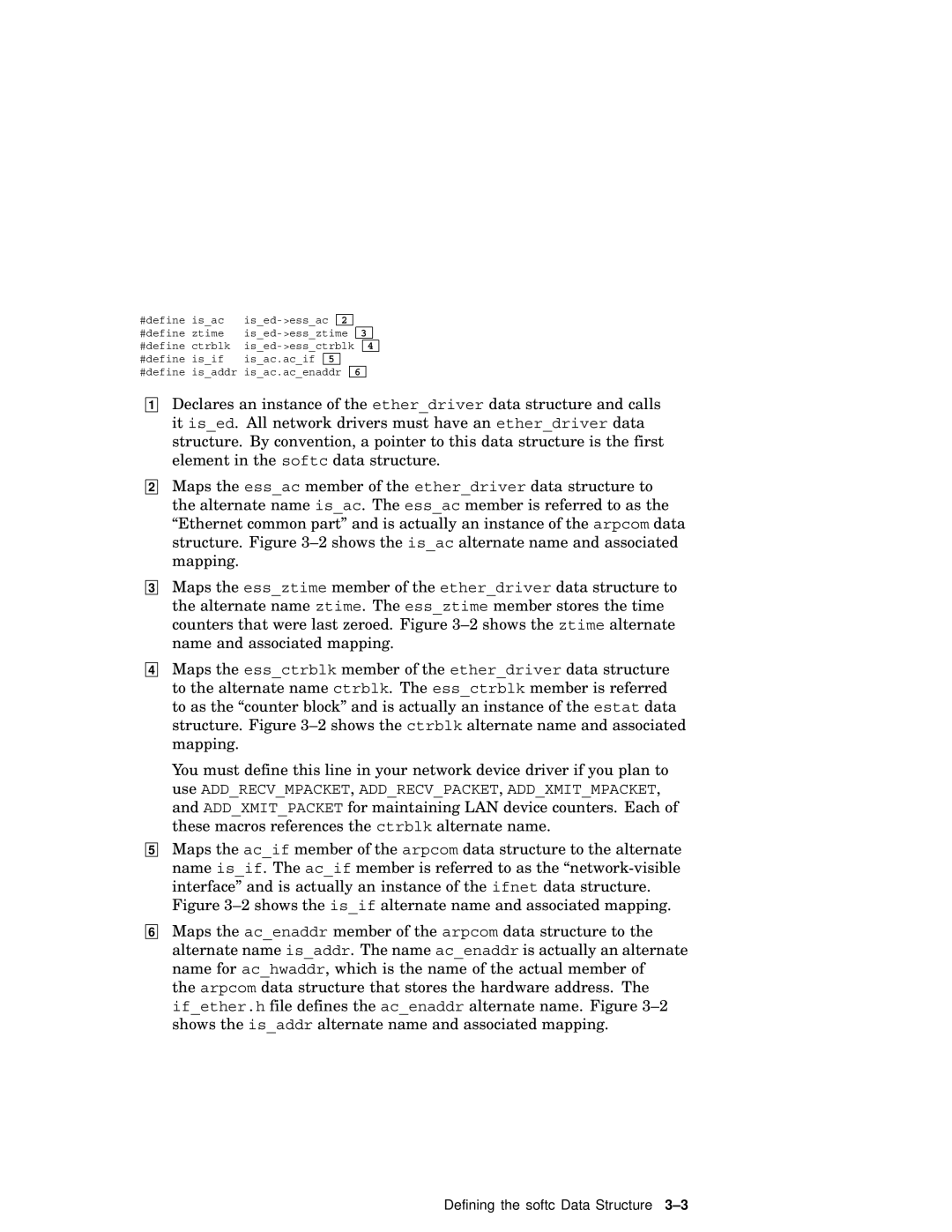 Compaq AA-RNG2A-TE manual Defining the softc Data Structure 