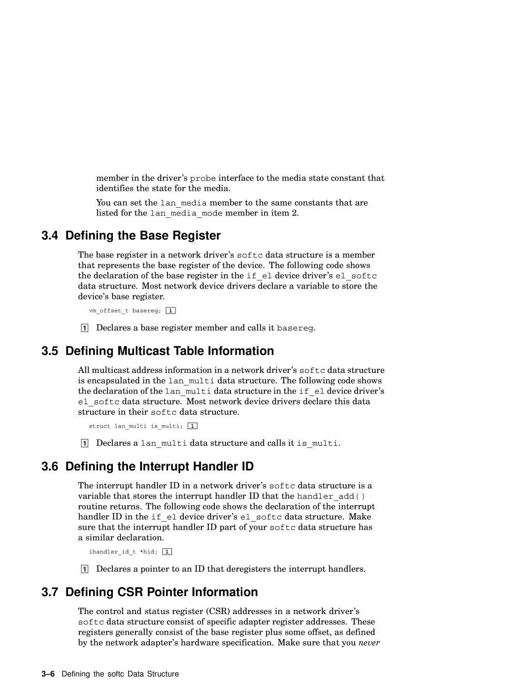 Compaq AA-RNG2A-TE Defining the Base Register, Defining Multicast Table Information, Defining the Interrupt Handler ID 