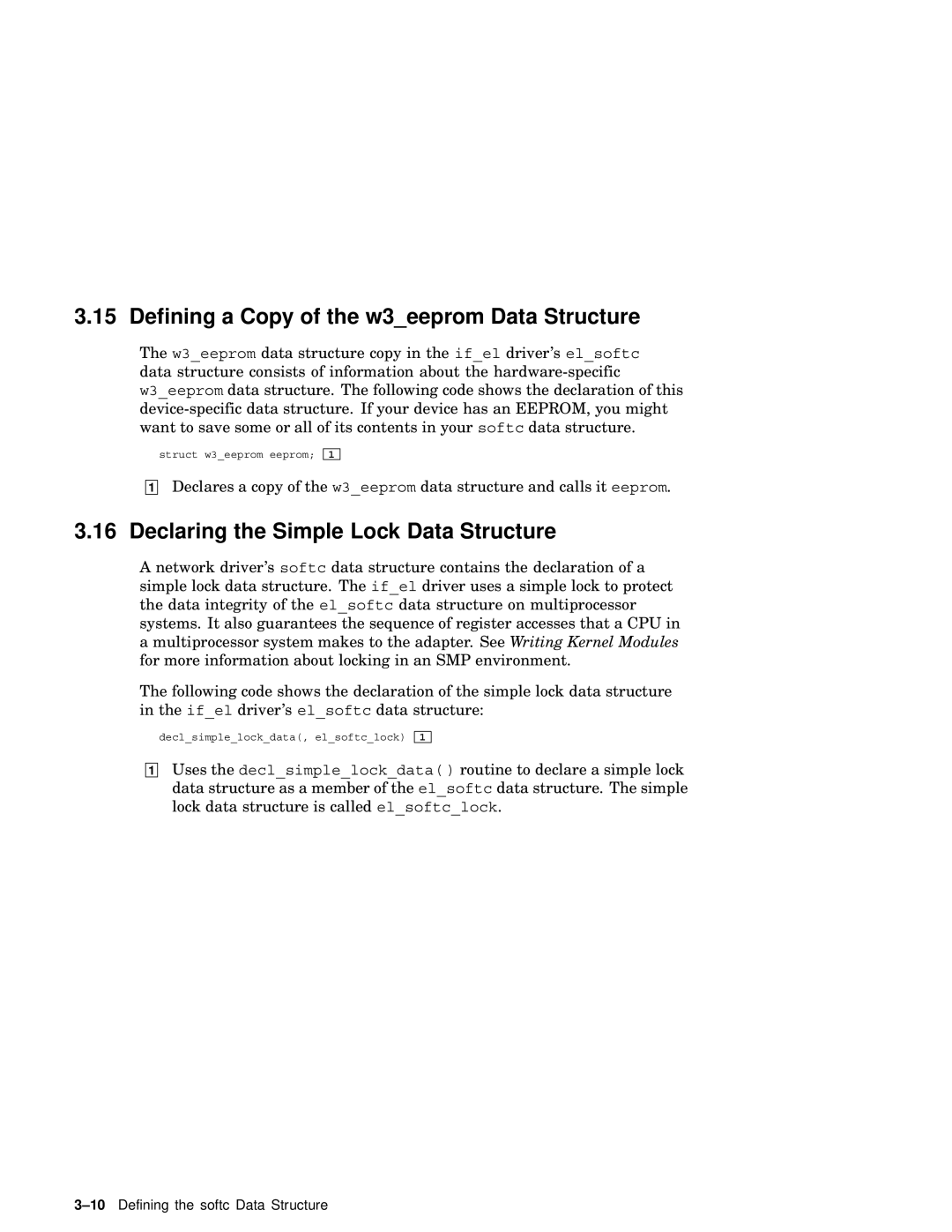 Compaq AA-RNG2A-TE manual Defining a Copy of the w3eeprom Data Structure, Declaring the Simple Lock Data Structure 