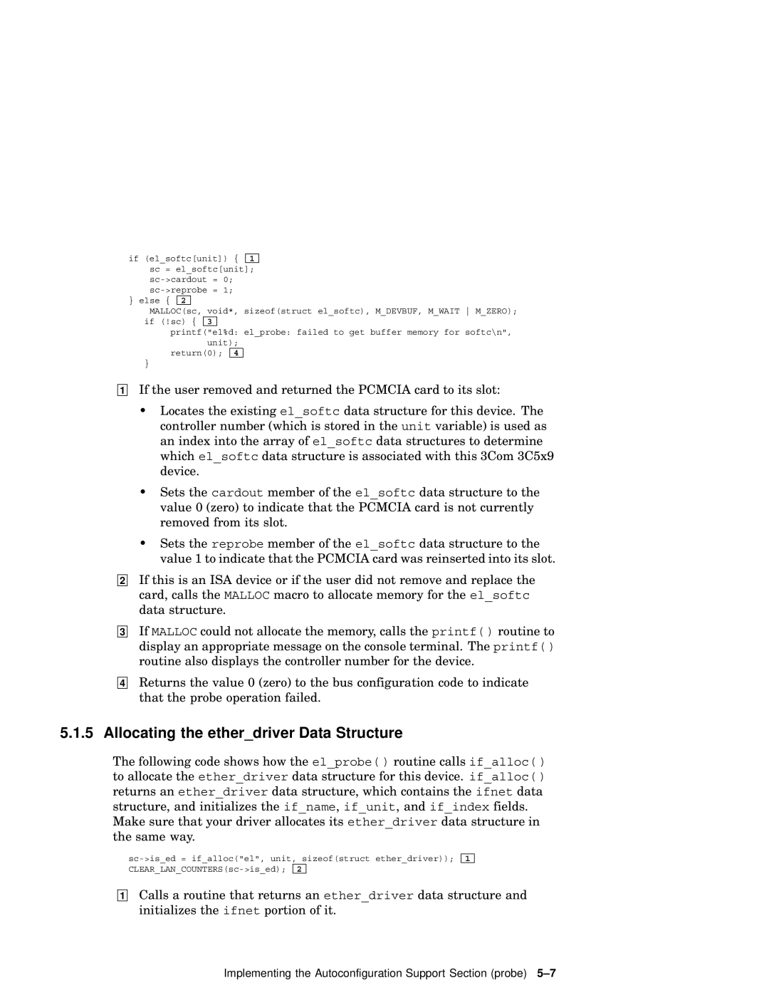 Compaq AA-RNG2A-TE manual Allocating the etherdriver Data Structure 