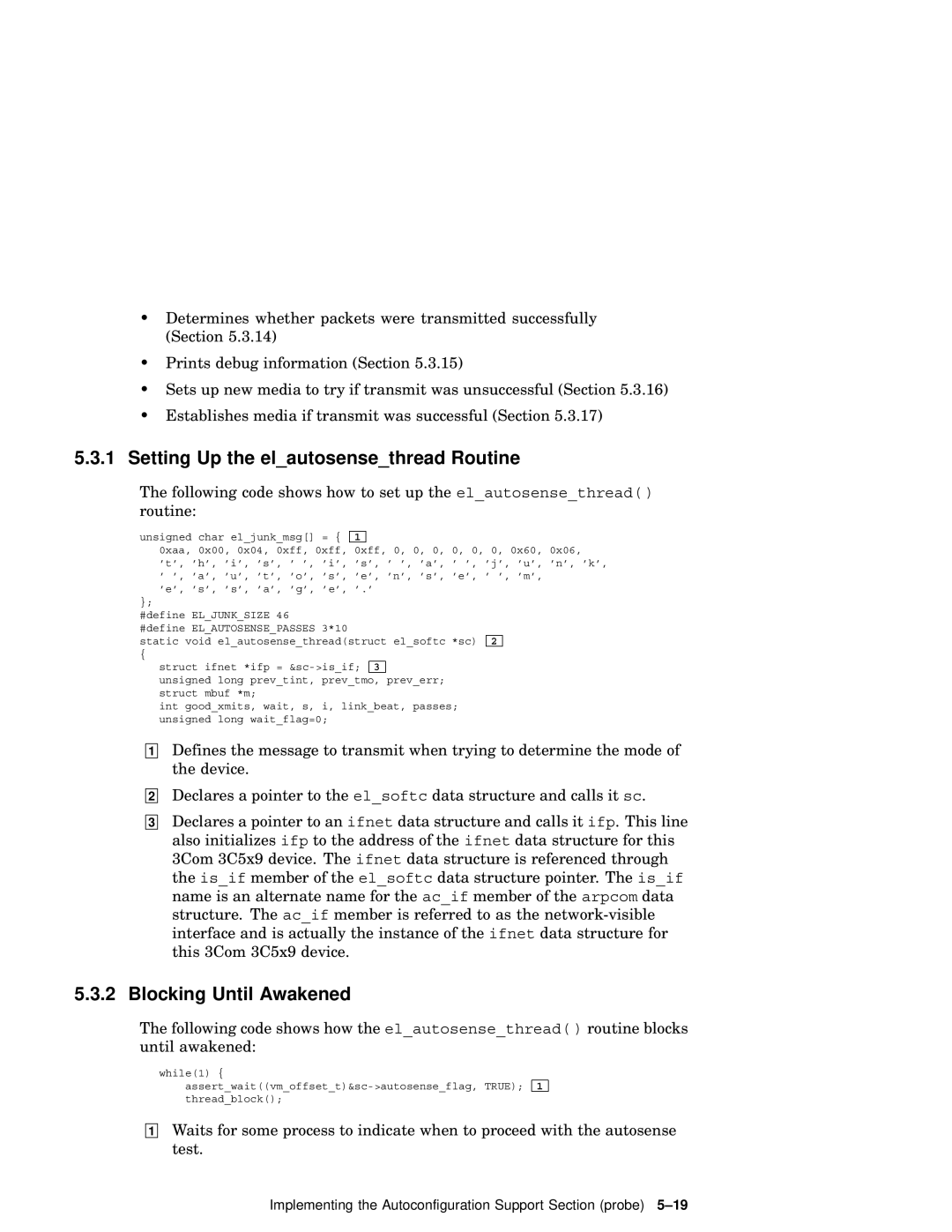 Compaq AA-RNG2A-TE manual Setting Up the elautosensethread Routine, Blocking Until Awakened 