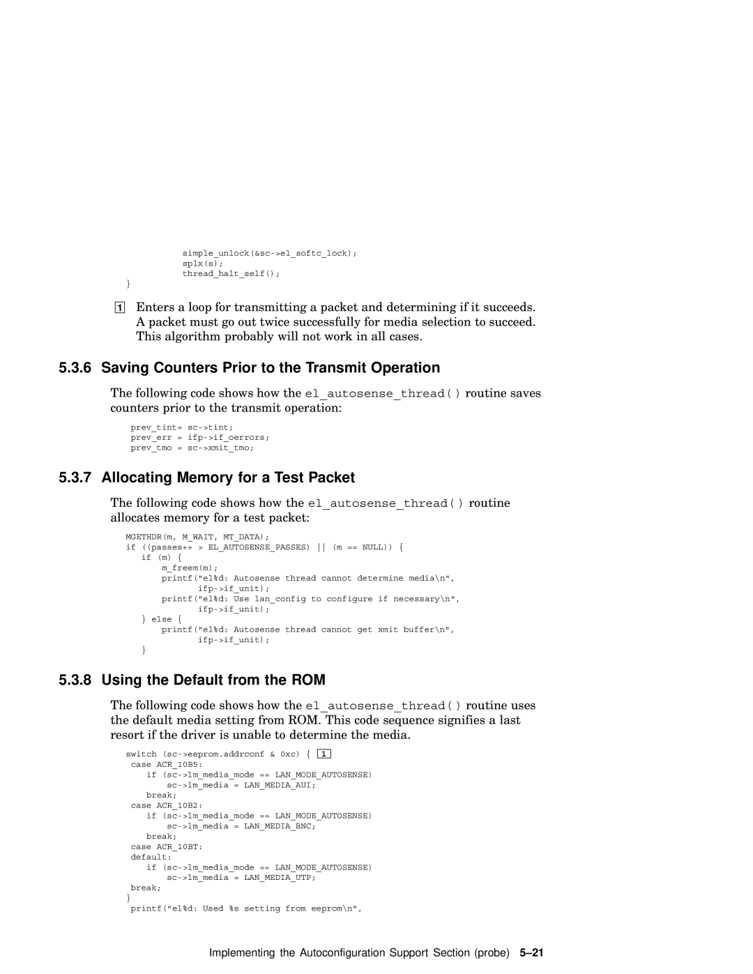 Compaq AA-RNG2A-TE manual Saving Counters Prior to the Transmit Operation, Allocating Memory for a Test Packet 