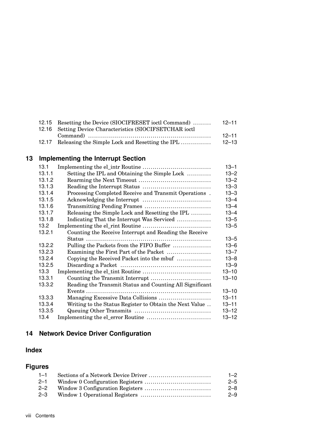 Compaq AA-RNG2A-TE manual Implementing the Interrupt Section, Network Device Driver Configuration Index 