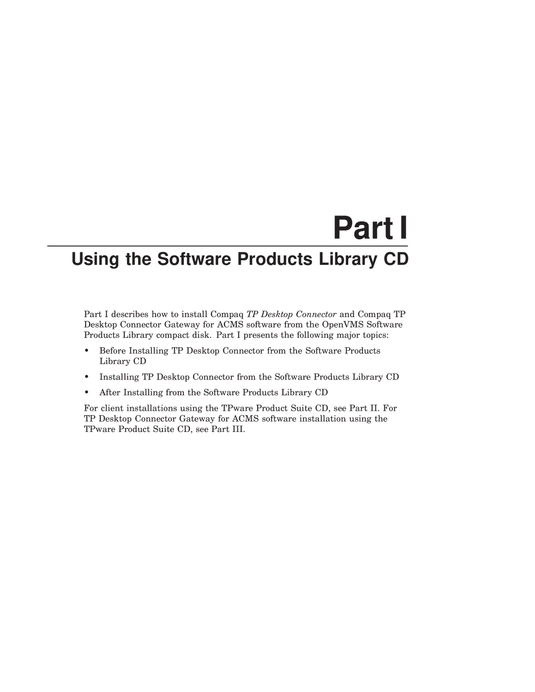 Compaq AAPG9DKTE manual Part, Using the Software Products Library CD 