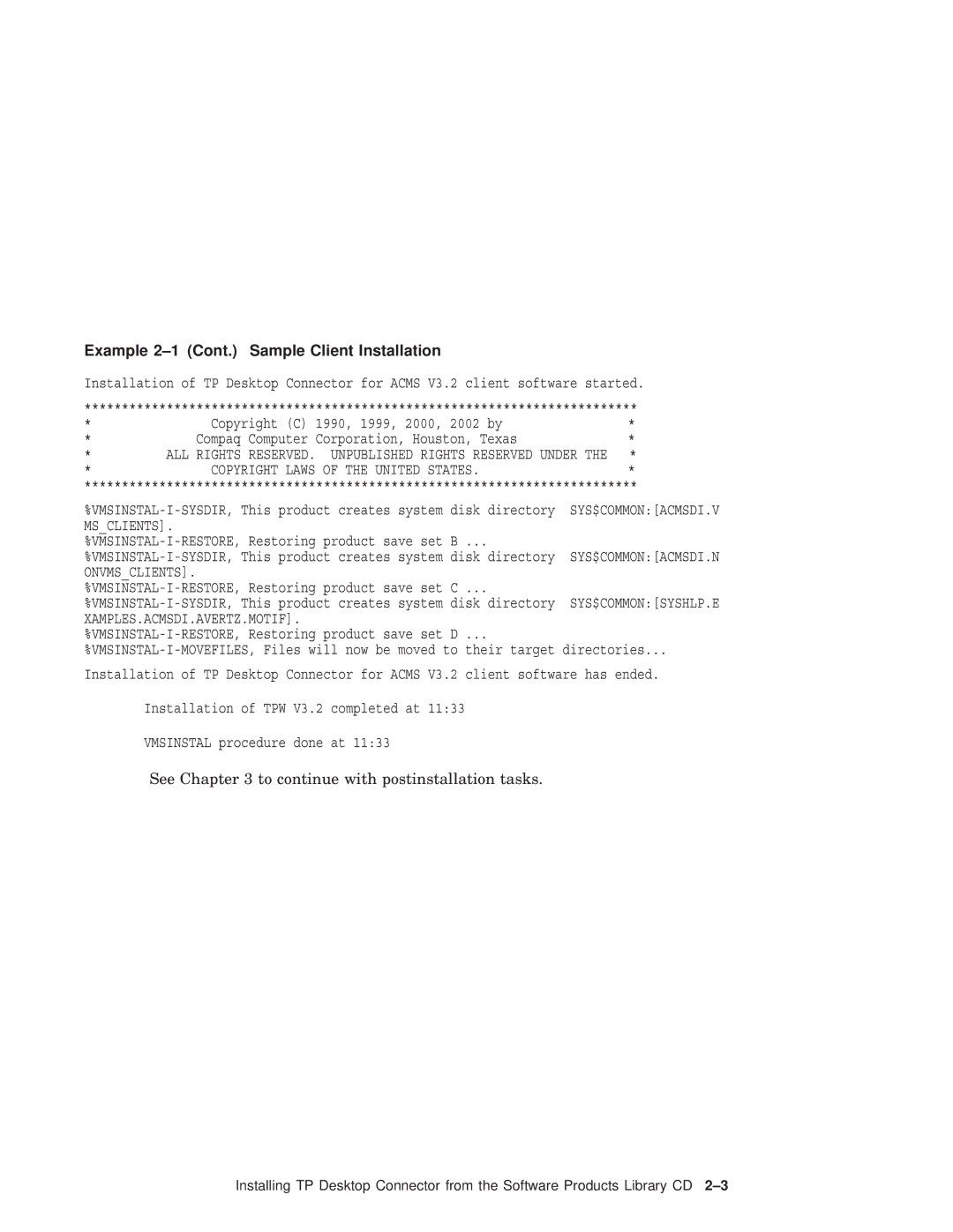 Compaq AAPG9DKTE manual Example 2-1 Cont. Sample Client Installation 