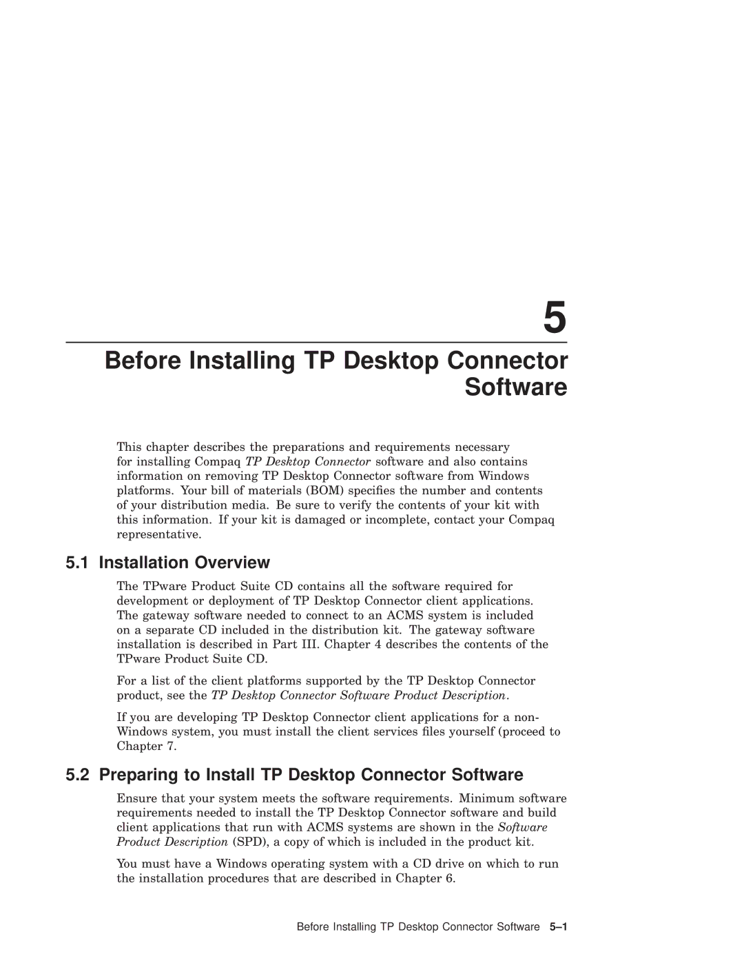 Compaq AAPG9DKTE manual Installation Overview, Preparing to Install TP Desktop Connector Software 