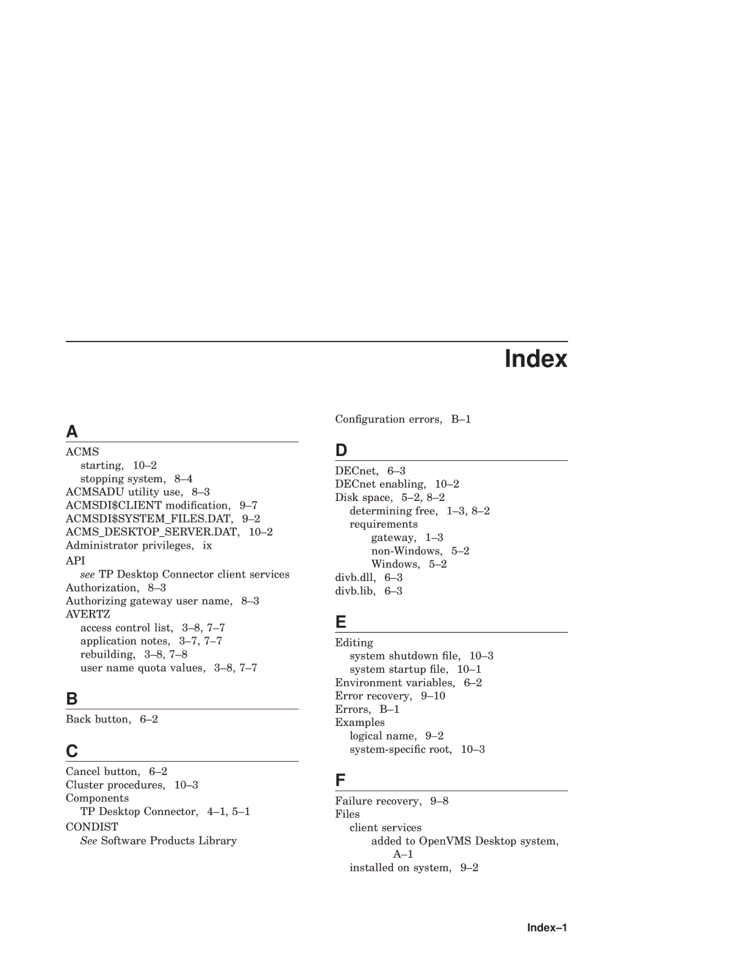 Compaq AAPG9DKTE manual Index-1 