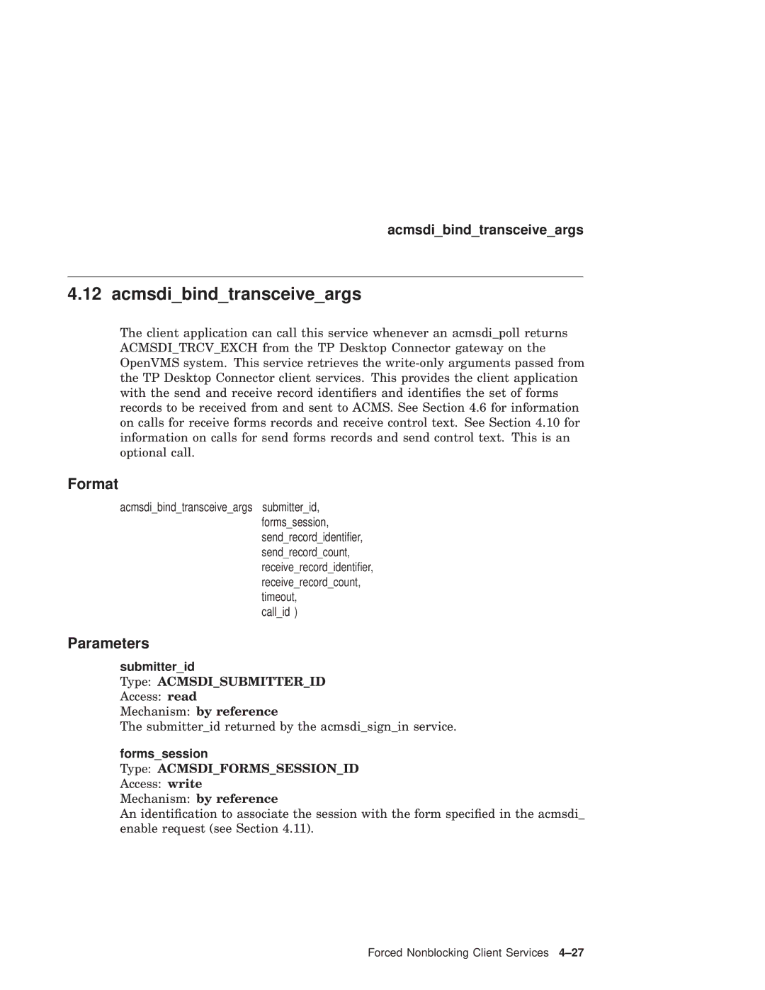 Compaq AAPVNFGTE manual Acmsdibindtransceiveargs 