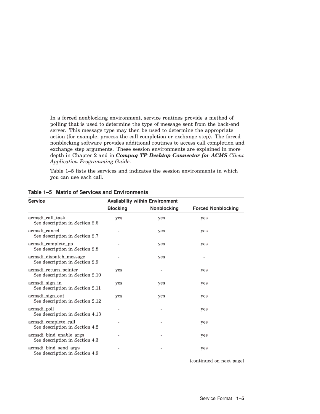 Compaq AAPVNFGTE manual Matrix of Services and Environments 