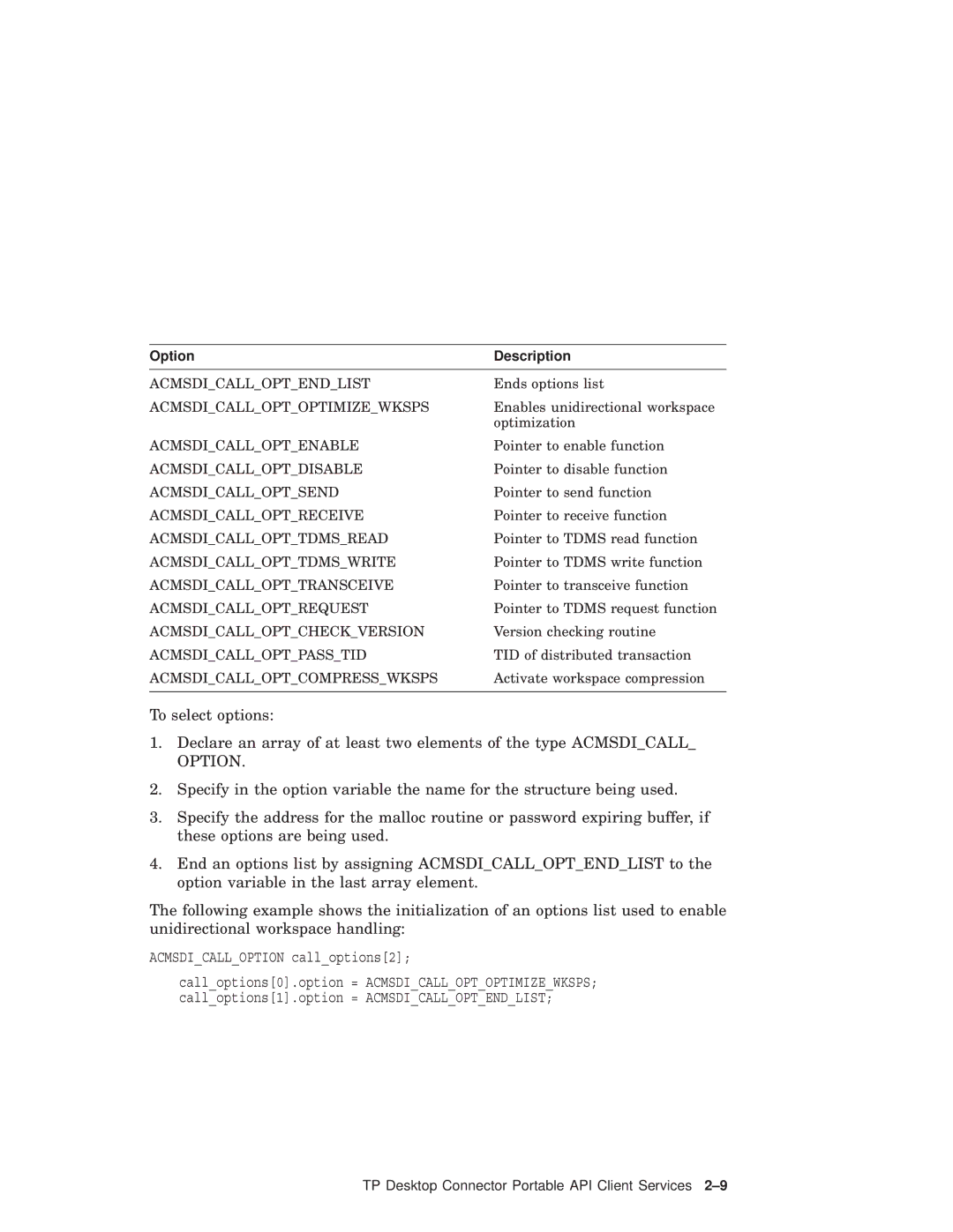 Compaq AAPVNFGTE manual Option Description 