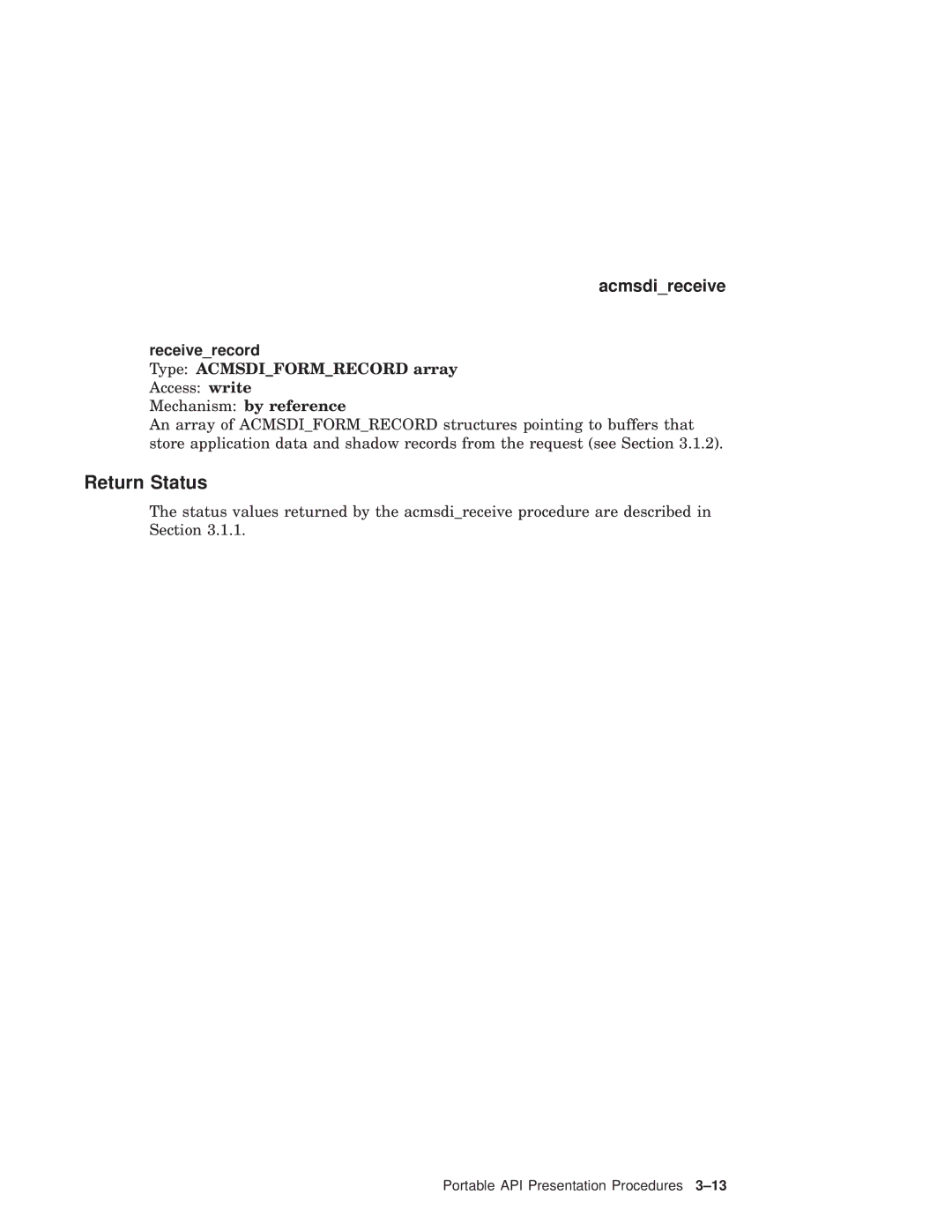 Compaq AAPVNFGTE manual Return Status, Receiverecord 