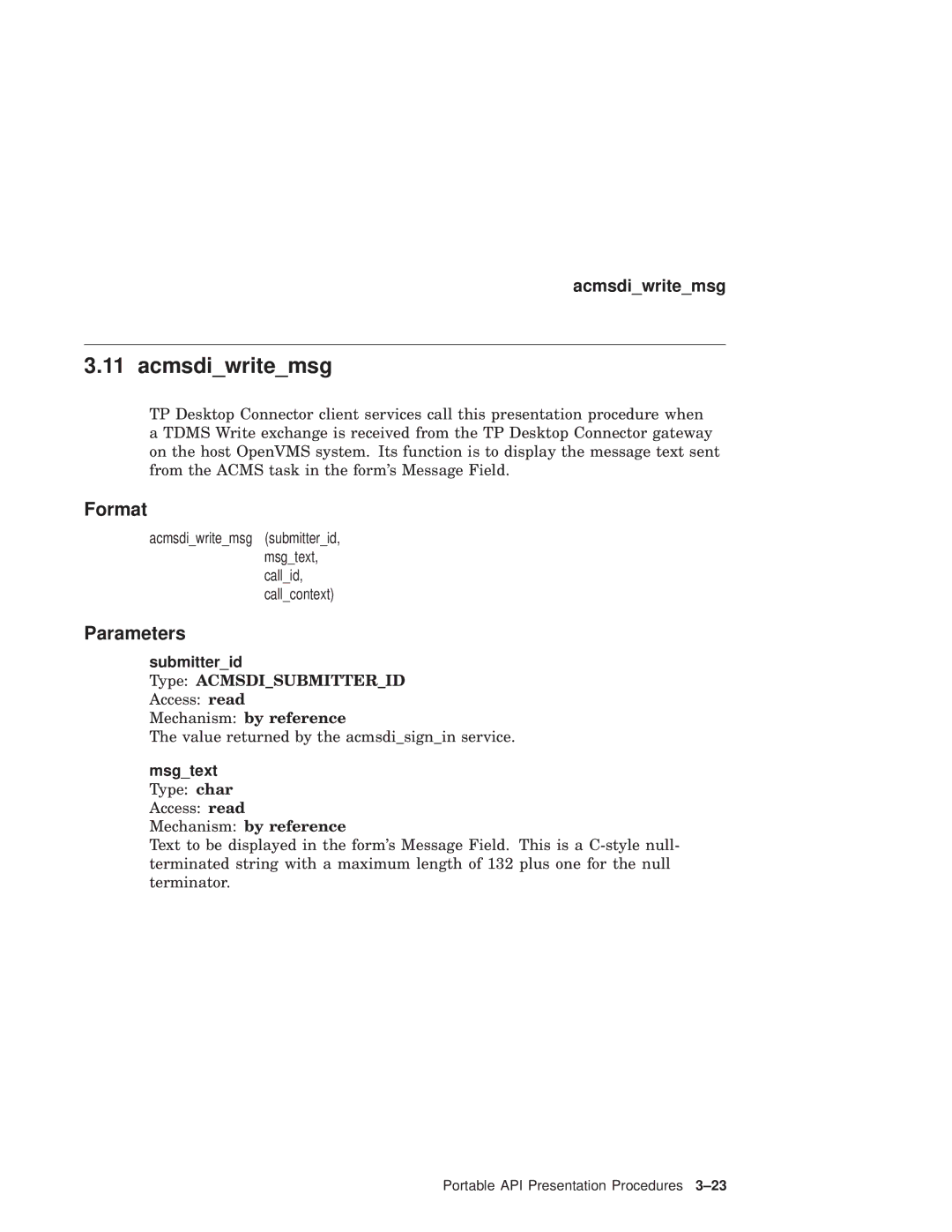 Compaq AAPVNFGTE manual Acmsdiwritemsg, Format 