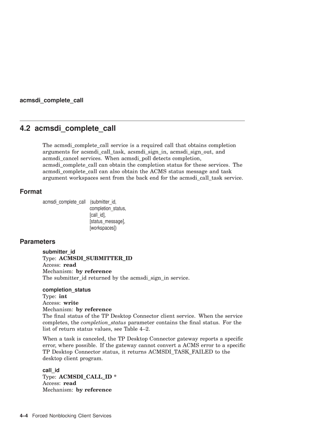 Compaq AAPVNFGTE manual Acmsdicompletecall, Format 