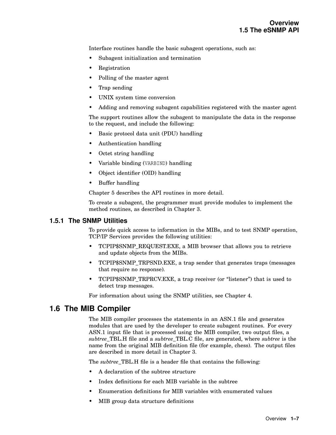 Compaq AAR04BCTE manual MIB Compiler, Overview ESNMP API, Snmp Utilities 