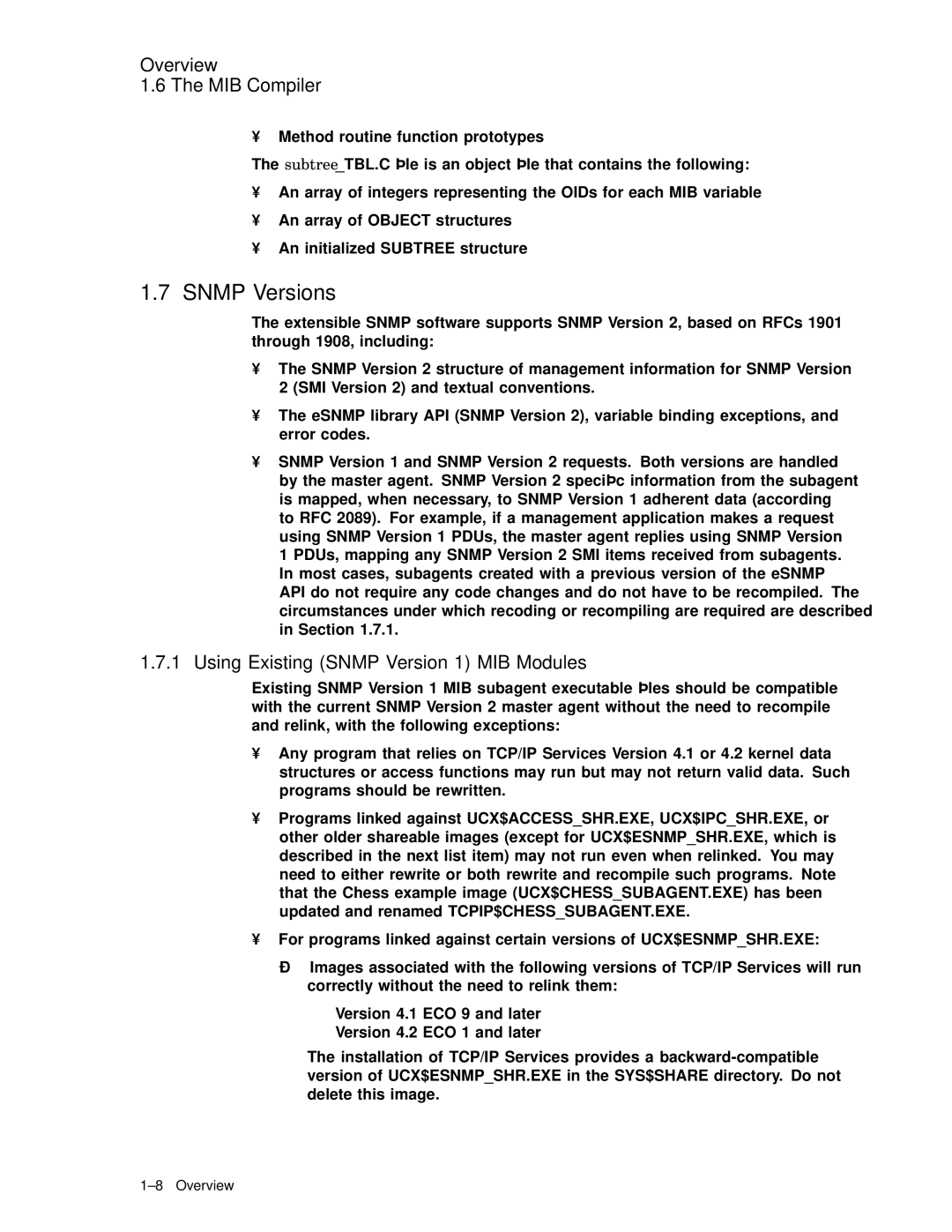 Compaq AAR04BCTE manual Snmp Versions, Overview MIB Compiler, Using Existing Snmp Version 1 MIB Modules 