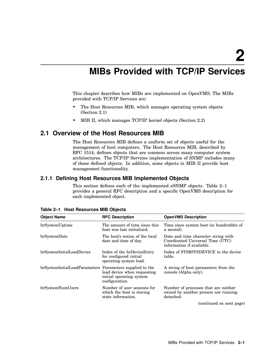 Compaq AAR04BCTE manual Overview of the Host Resources MIB, 1 Deﬁning Host Resources MIB Implemented Objects 