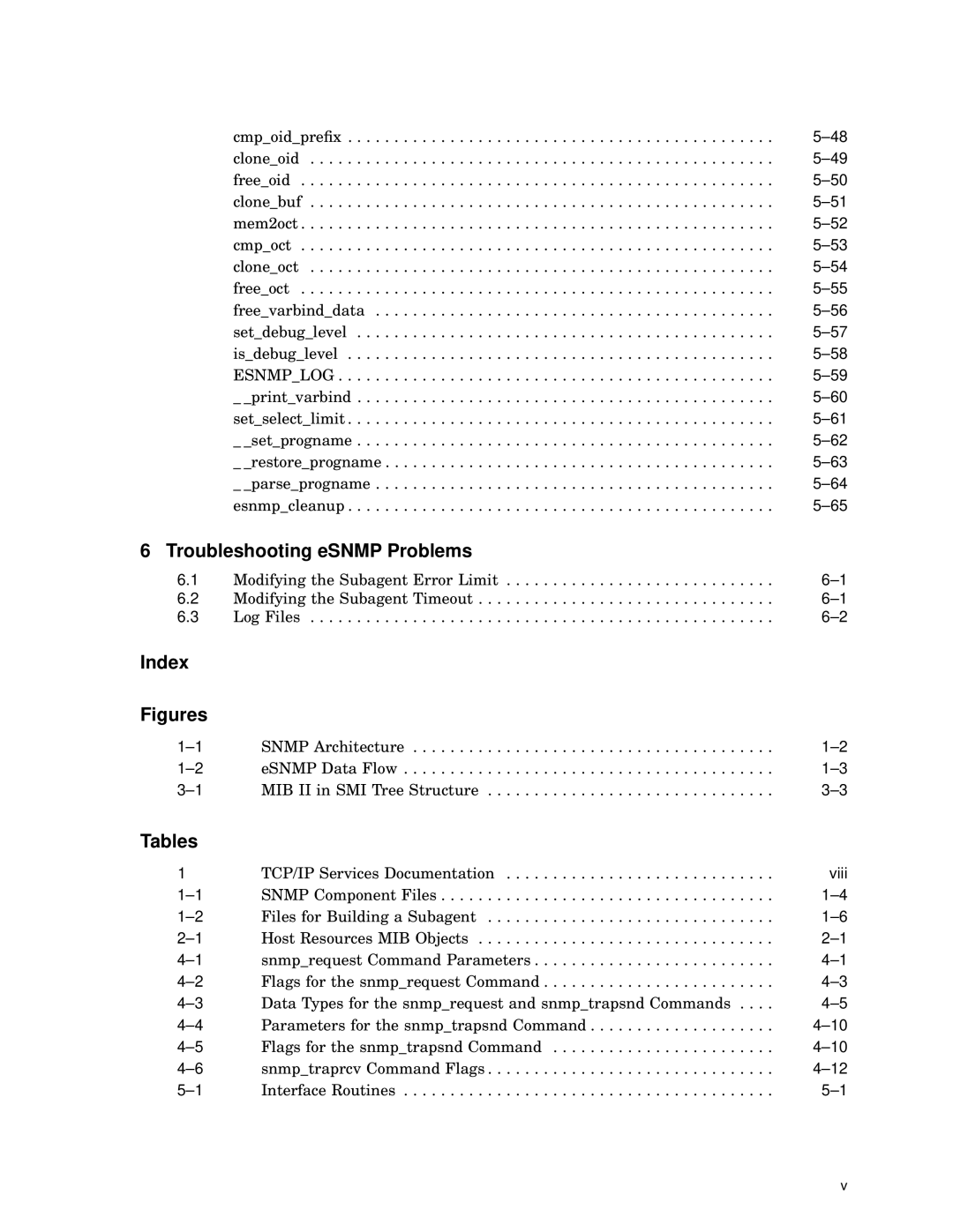 Compaq AAR04BCTE manual Troubleshooting eSNMP Problems, Index, Tables 