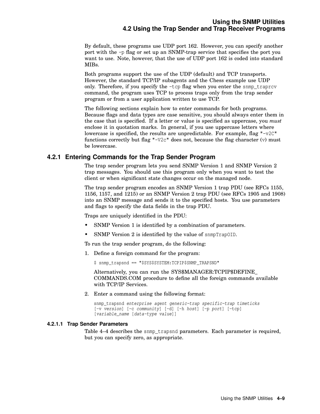 Compaq AAR04BCTE manual Entering Commands for the Trap Sender Program, Trap Sender Parameters 