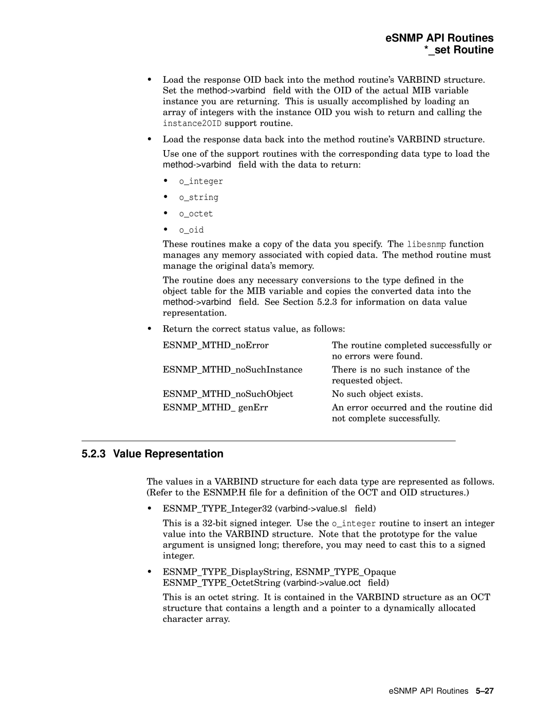 Compaq AAR04BCTE manual Value Representation, Ointeger Ostring Ooctet Ooid 