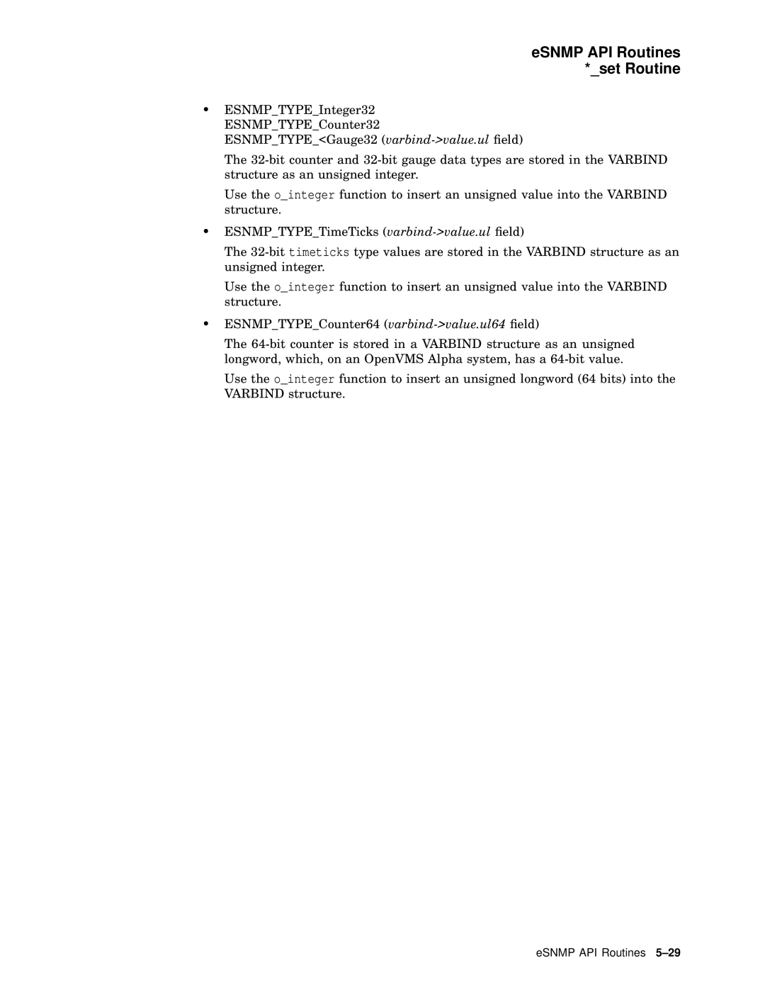 Compaq AAR04BCTE manual ESNMP API Routines Set Routine 