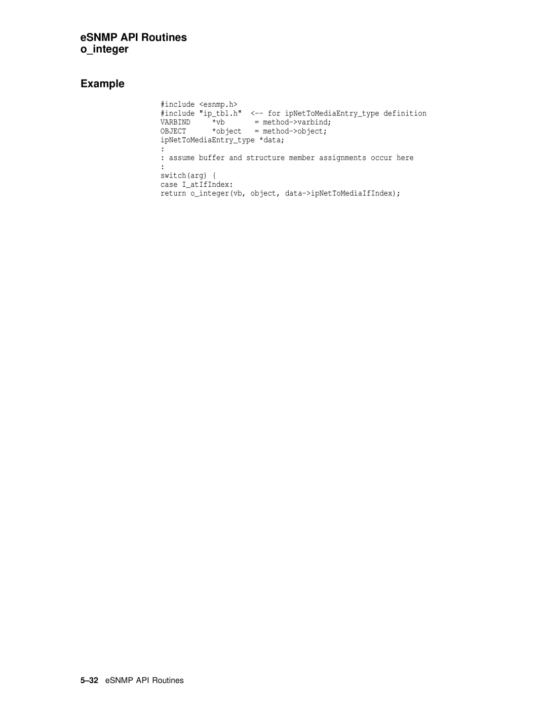 Compaq AAR04BCTE manual ESNMP API Routines ointeger Example, Object 