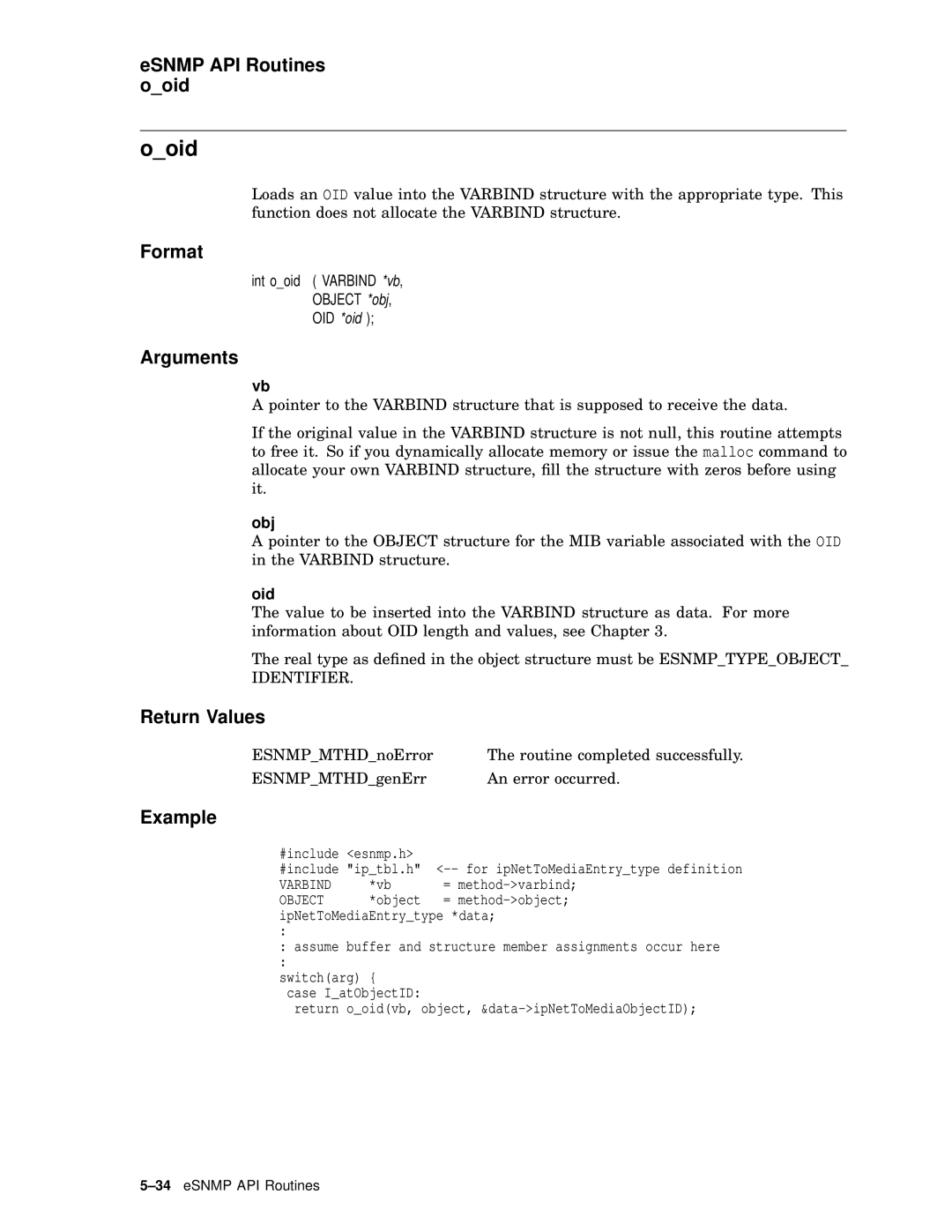 Compaq AAR04BCTE manual Ooid, ESNMP API Routines ooid, Oid 