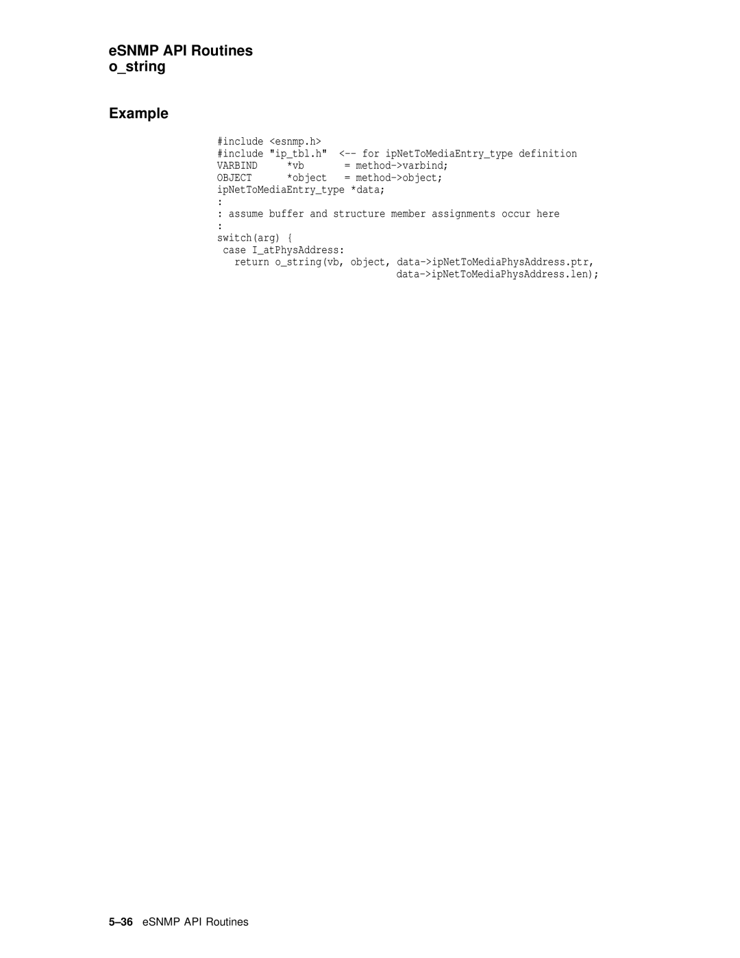 Compaq AAR04BCTE manual ESNMP API Routines ostring Example 