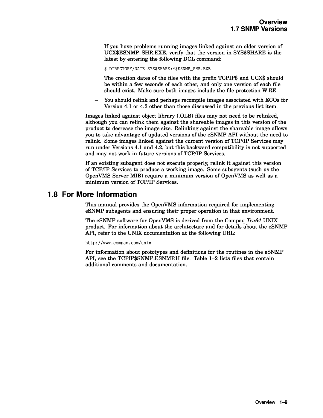 Compaq AAR04BCTE manual For More Information, Overview 1.7 SNMP Versions 
