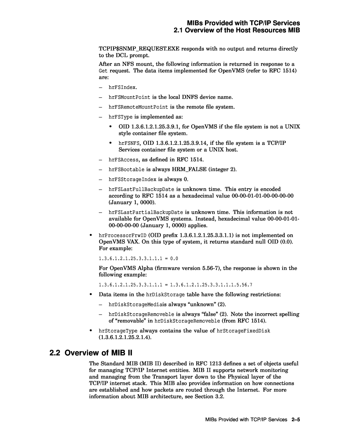 Compaq AAR04BCTE manual Overview of MIB, hrFSIndex, hrFSStorageIndex is always 