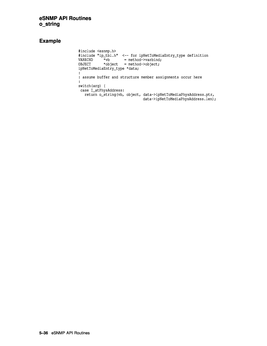 Compaq AAR04BCTE manual eSNMP API Routines ostring Example 