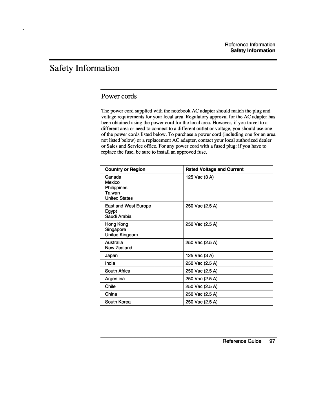Compaq AMC20493-KT5 manual Safety Information, Power cords 