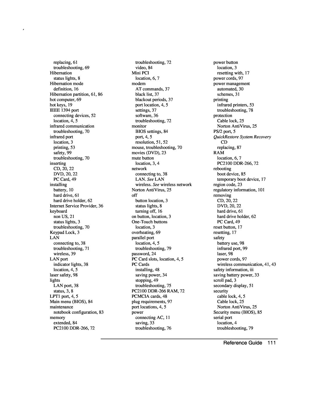 Compaq AMC20493-KT5 manual Reference Guide, QuickRestore System Recovery 